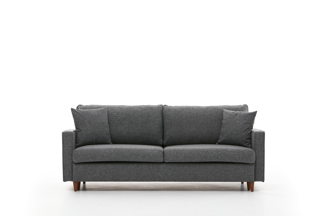 Sofá-cama moderno de 3 lugares, cinza, 210 x 90 x 82 cm | 100% poliéster, tecido fácil de limpar, espuma 28 DNS | Perfeito para salas de estar e quartos de hóspedes elegantes
