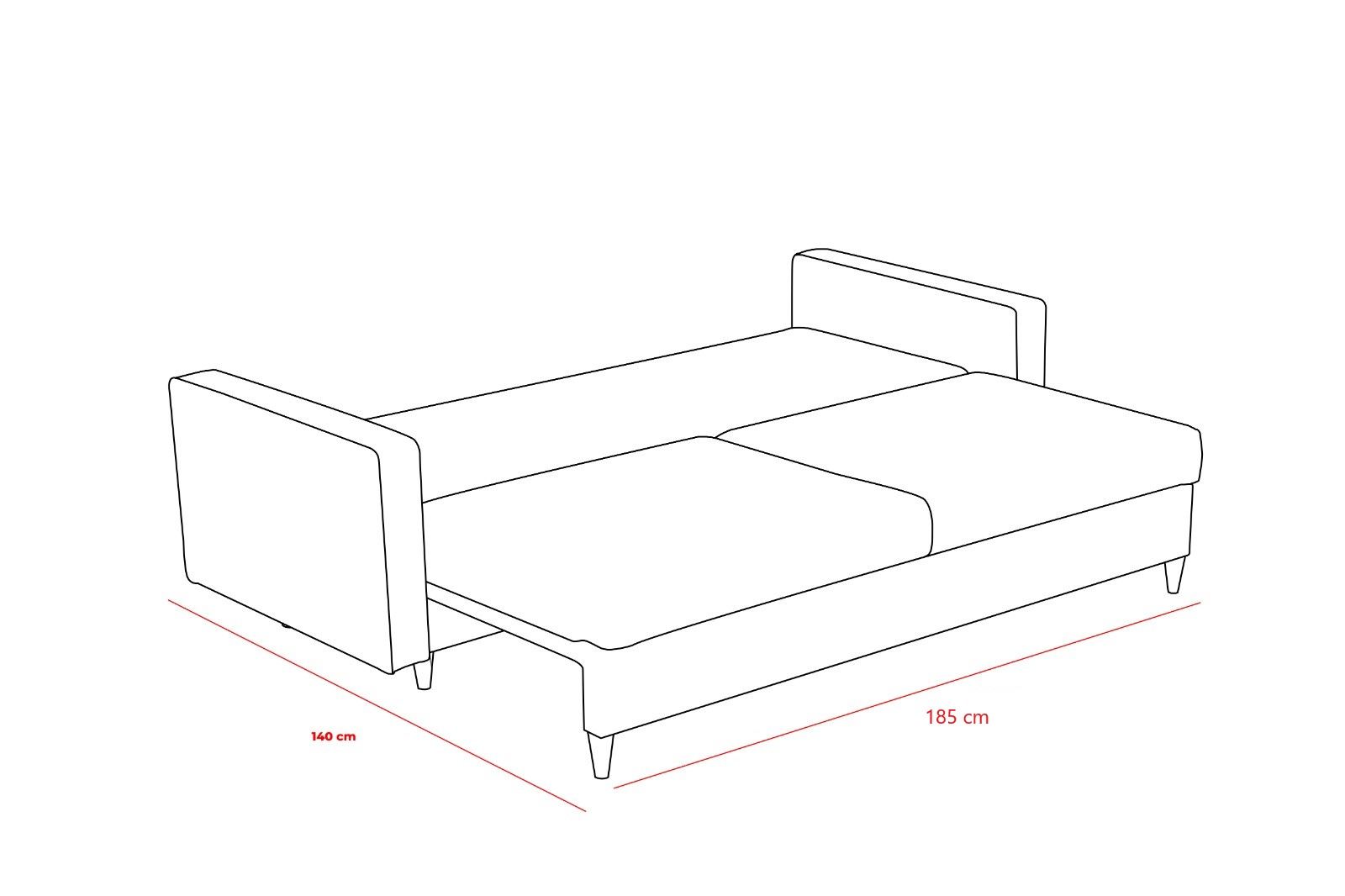 Sofá-cama moderno de 3 lugares, cor creme, 210 x 90 x 82 cm | Estrutura de madeira de abeto/floco de madeira, fácil de limpar, 100% poliéster, perfeito para decoração de hotéis e escandinava