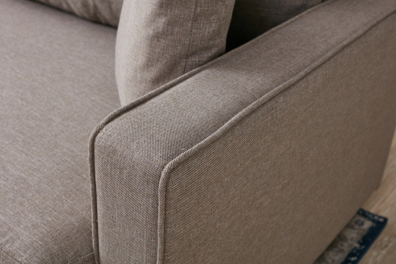 Sofá-cama moderno de 3 lugares, cor creme, 210 x 90 x 82 cm | Estrutura de madeira de abeto/floco de madeira, fácil de limpar, 100% poliéster, perfeito para decoração de hotéis e escandinava
