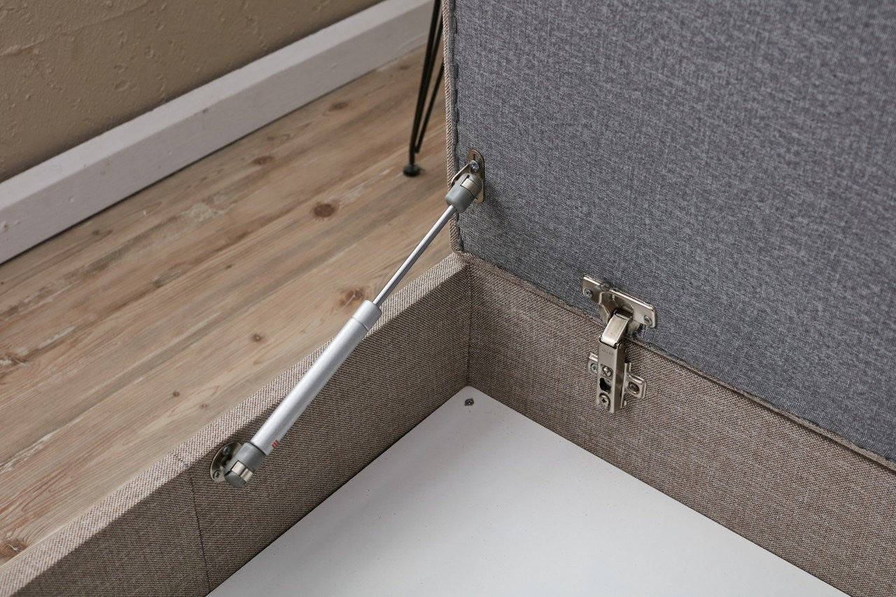 Sofá de Canto Moderno, Antracite, 210 x 82 x 195 cm | 100% Poliéster, Tecido Fácil de Limpar, Espuma 28 DNS, Design Escandinavo | Inclui Puff