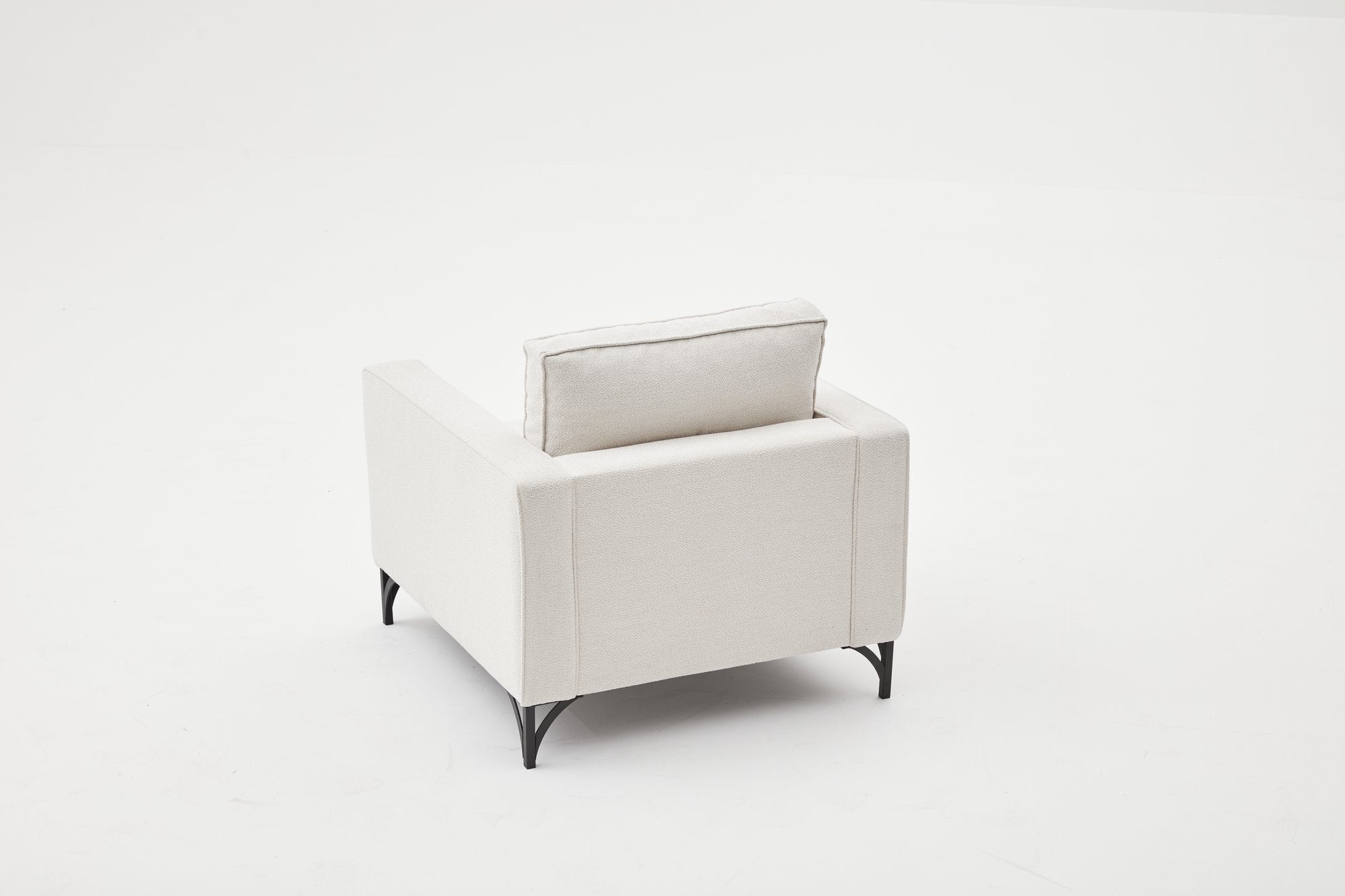 Sofá moderno de 1 lugar, creme e preto, estrutura de madeira de faia, 100% poliéster, 90 x 83 x 91 cm | Tecido fácil de limpar, pernas de metal, design elegante e confortável