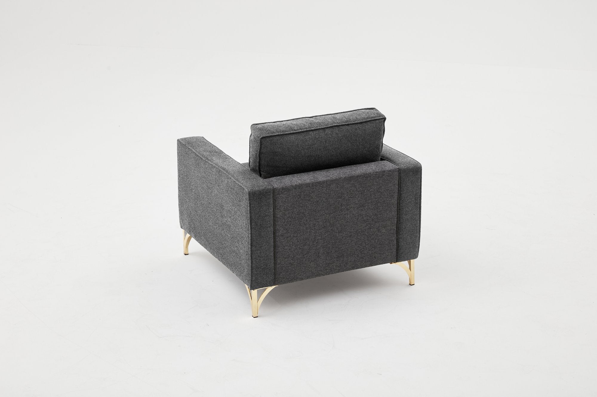Sofá moderno de 1 lugar, antracite e dourado, 90x83x91 cm | Estrutura de madeira de faia, 100% poliéster, fácil de limpar, pernas de metal, design glamoroso para casa e hotel