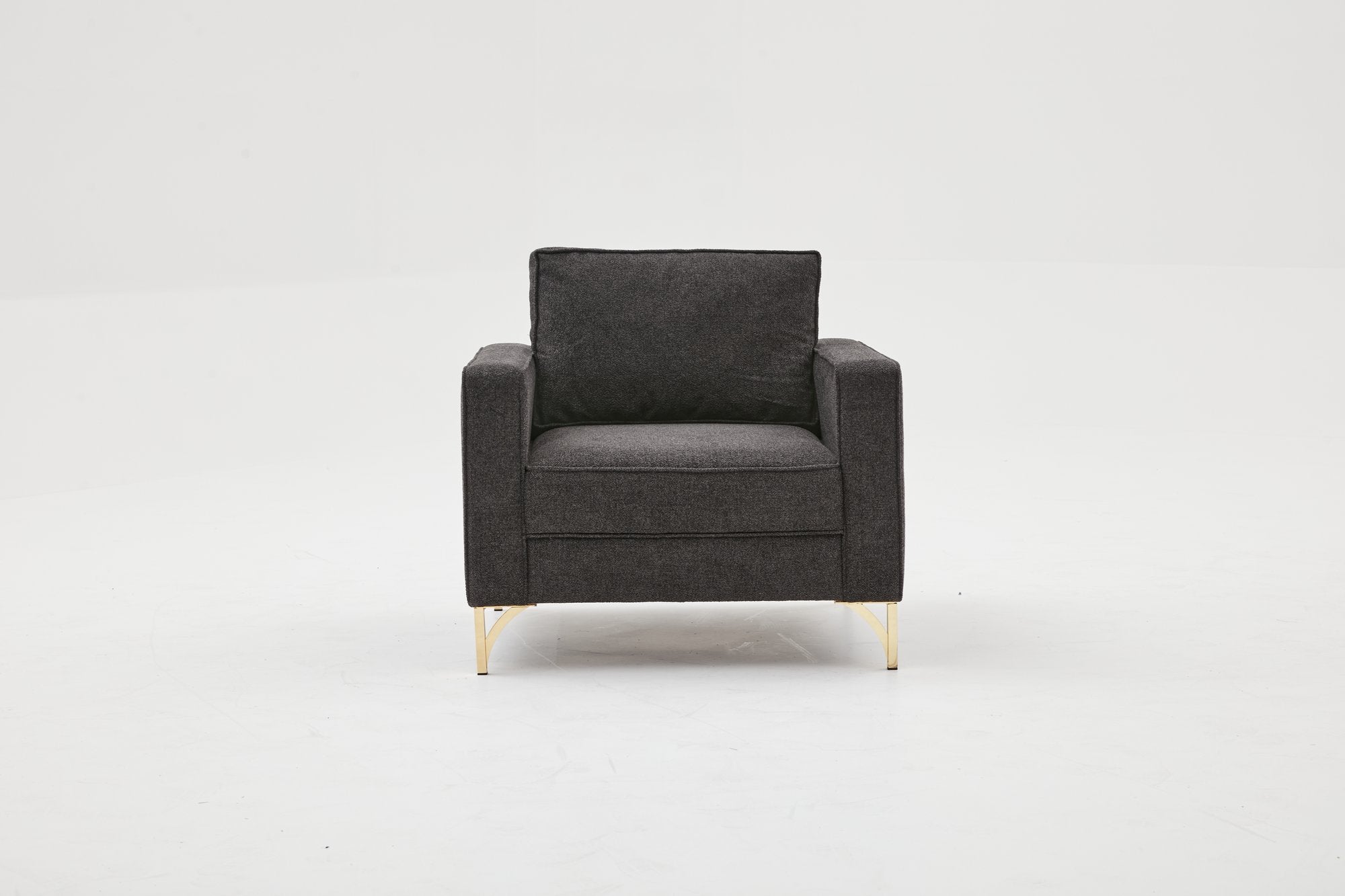 Sofá moderno de 1 lugar, antracite e dourado, 90x83x91 cm | Estrutura de madeira de faia, 100% poliéster, fácil de limpar, pernas de metal, design glamoroso para casa e hotel