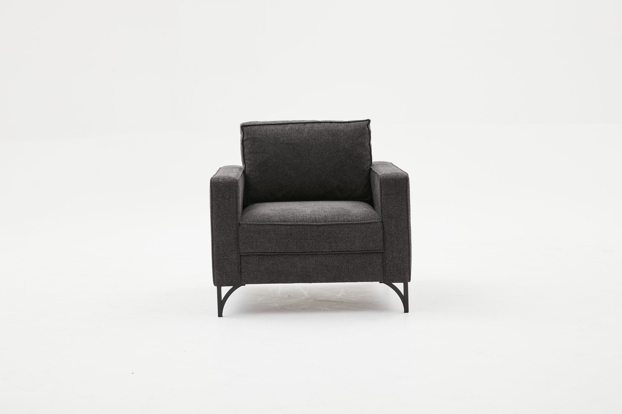 Sofá moderno de 1 lugar, antracite e preto, 90x83x91 cm | Estrutura de madeira de faia, 100% poliéster, fácil de limpar, pernas de metal, design elegante e confortável