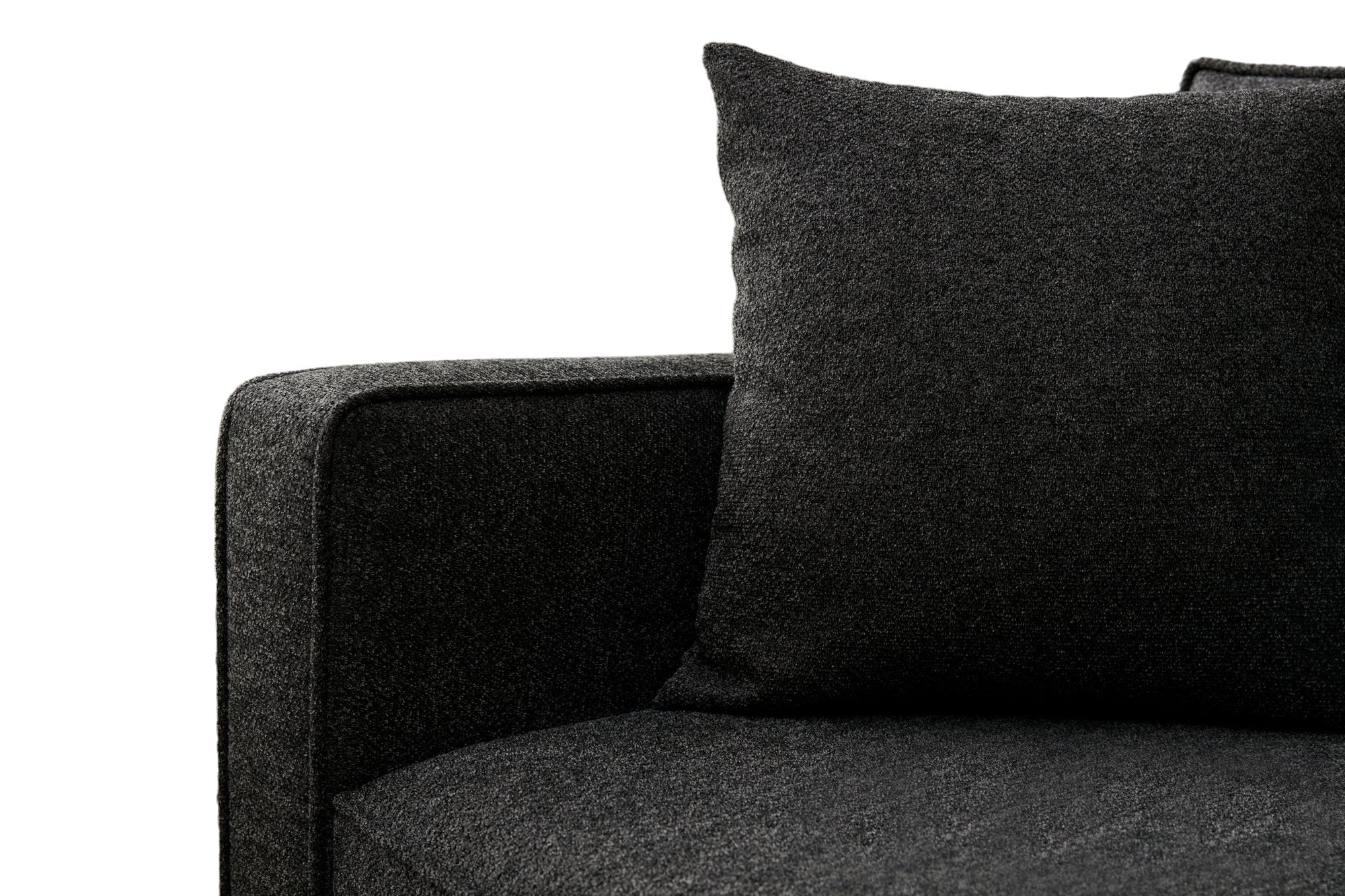Sofá moderno de 3 lugares, antracite e preto, 220 cm | Estrutura de madeira de faia, 100% poliéster, fácil de limpar, pernas de metal, elegante e confortável para casa e hotel