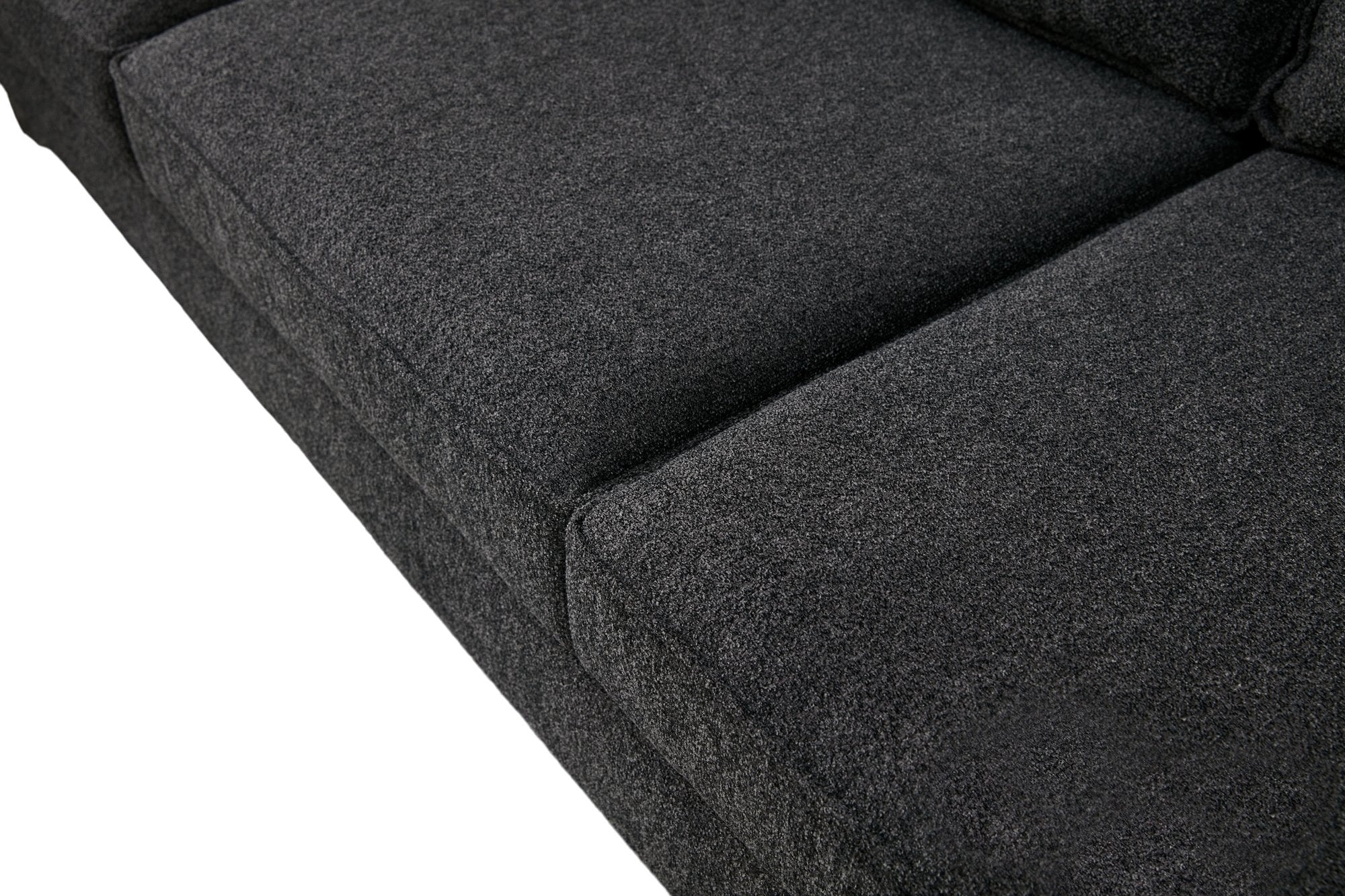 Sofá moderno de 3 lugares, antracite e preto, 220 cm | Estrutura de madeira de faia, 100% poliéster, fácil de limpar, pernas de metal, elegante e confortável para casa e hotel