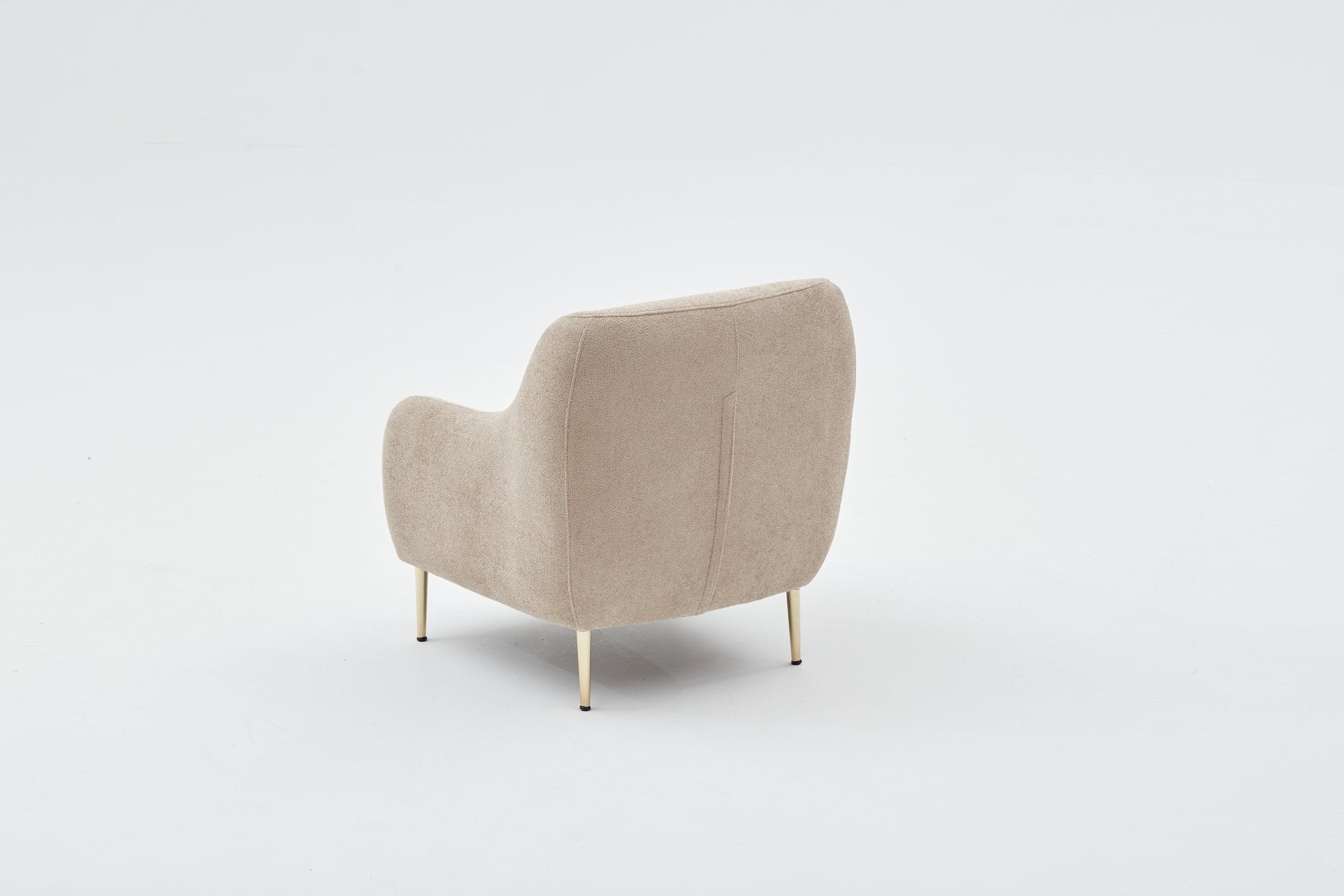 Sofá elegante de 1 lugar, bege e dourado, estrutura de madeira de faia, 77 x 70 x 77 cm | 100% poliéster, fácil de limpar, pernas de metal, design moderno e glamoroso para casa e hotel