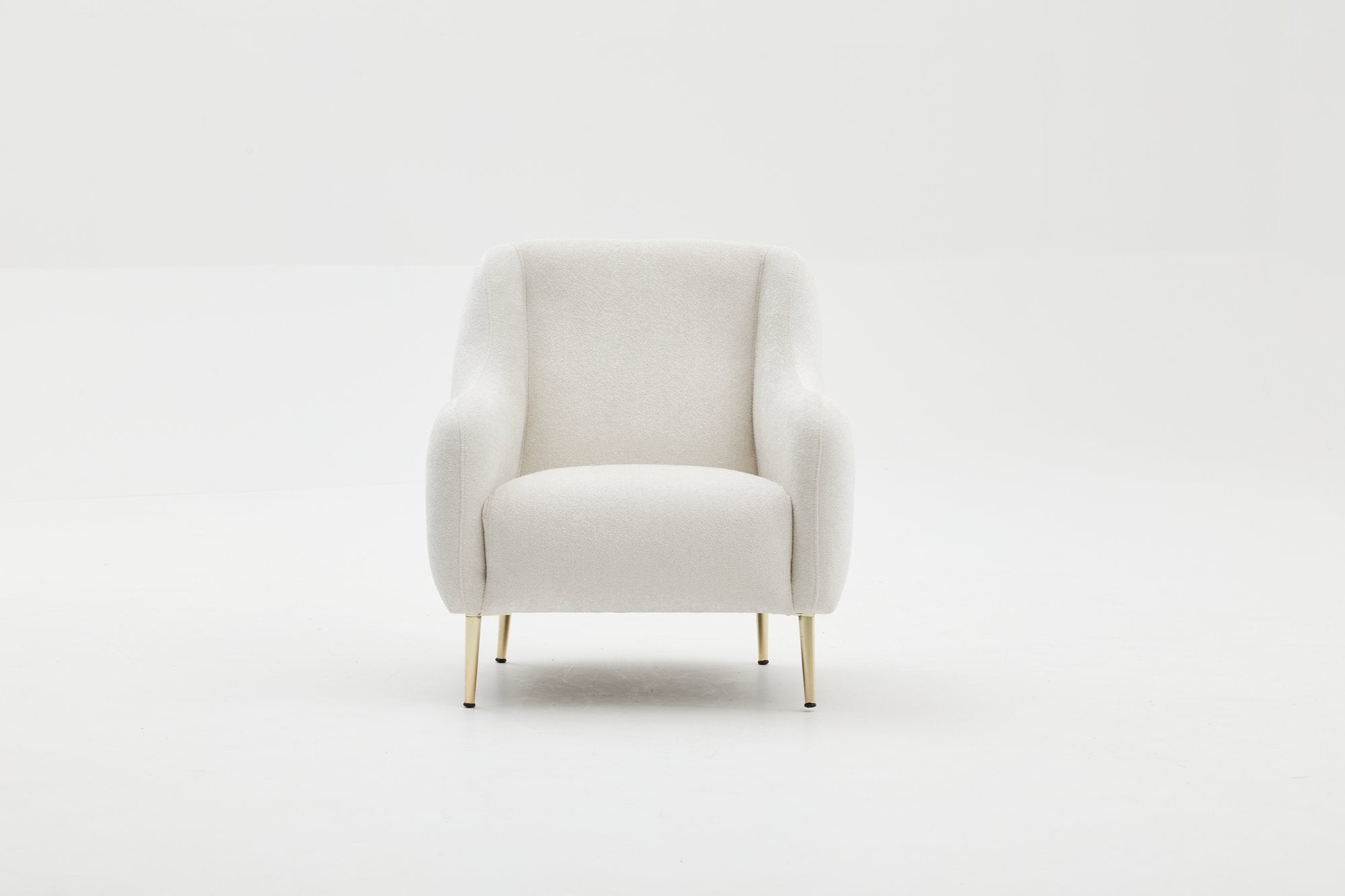 Sofá elegante de 1 lugar, creme e dourado, estrutura de madeira de faia, 77x70x77 cm | 100% poliéster, fácil de limpar, pernas de metal, design moderno e glamoroso para casa e hotel
