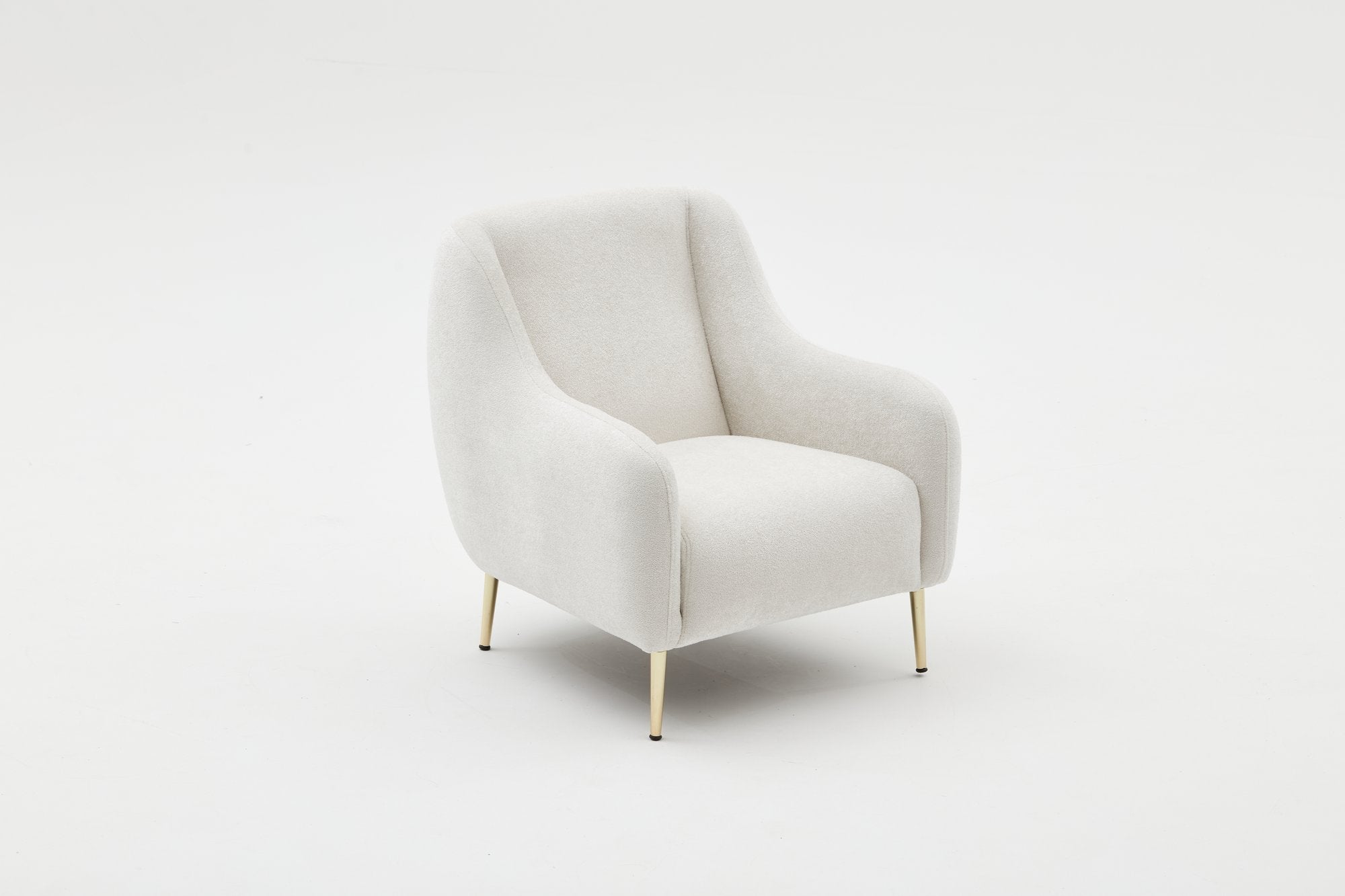 Sofá elegante de 1 lugar, creme e dourado, estrutura de madeira de faia, 77x70x77 cm | 100% poliéster, fácil de limpar, pernas de metal, design moderno e glamoroso para casa e hotel