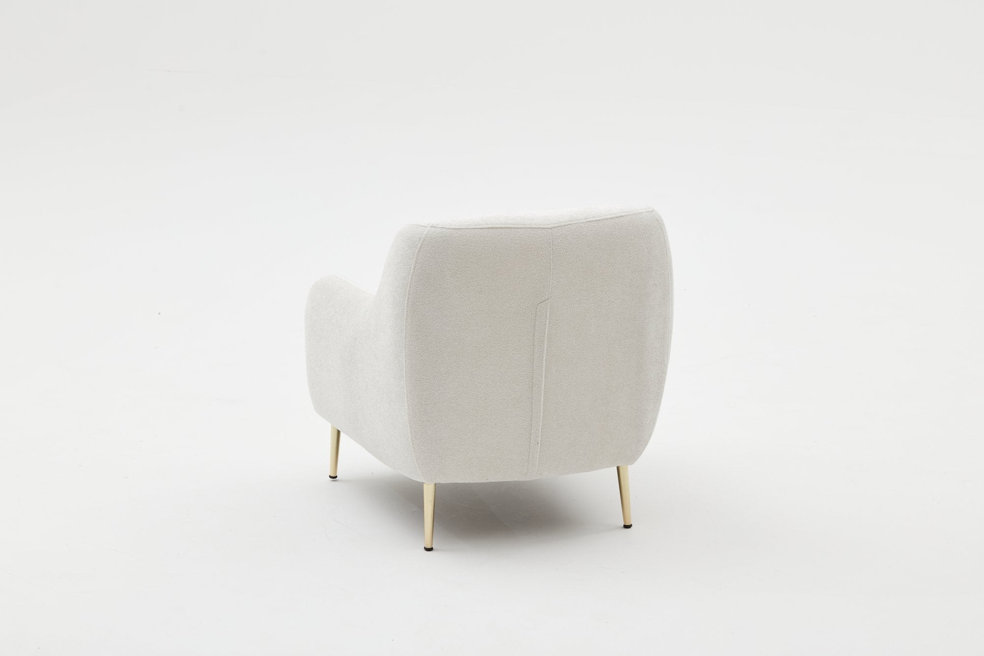 Sofá elegante de 1 lugar, creme e dourado, estrutura de madeira de faia, 77x70x77 cm | 100% poliéster, fácil de limpar, pernas de metal, design moderno e glamoroso para casa e hotel