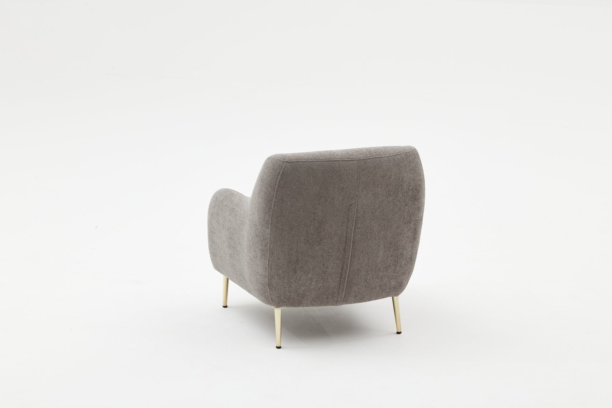 Sofá moderno de 1 lugar, cinza e dourado, estrutura de madeira de faia, 77x70x77 cm | 100% poliéster, fácil de limpar, pernas de metal, design glamoroso e escandinavo
