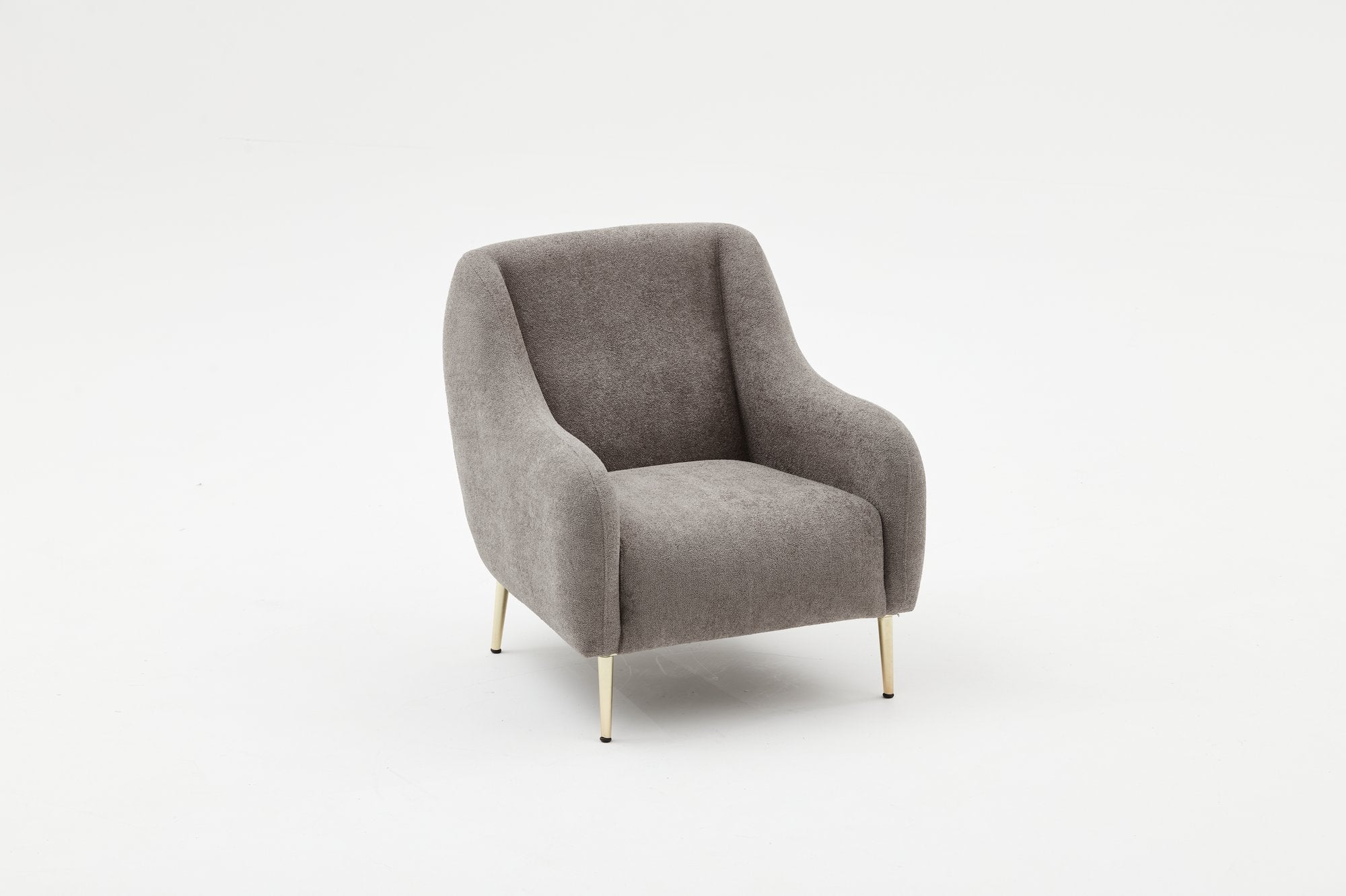 Sofá moderno de 1 lugar, cinza e dourado, estrutura de madeira de faia, 77x70x77 cm | 100% poliéster, fácil de limpar, pernas de metal, design glamoroso e escandinavo