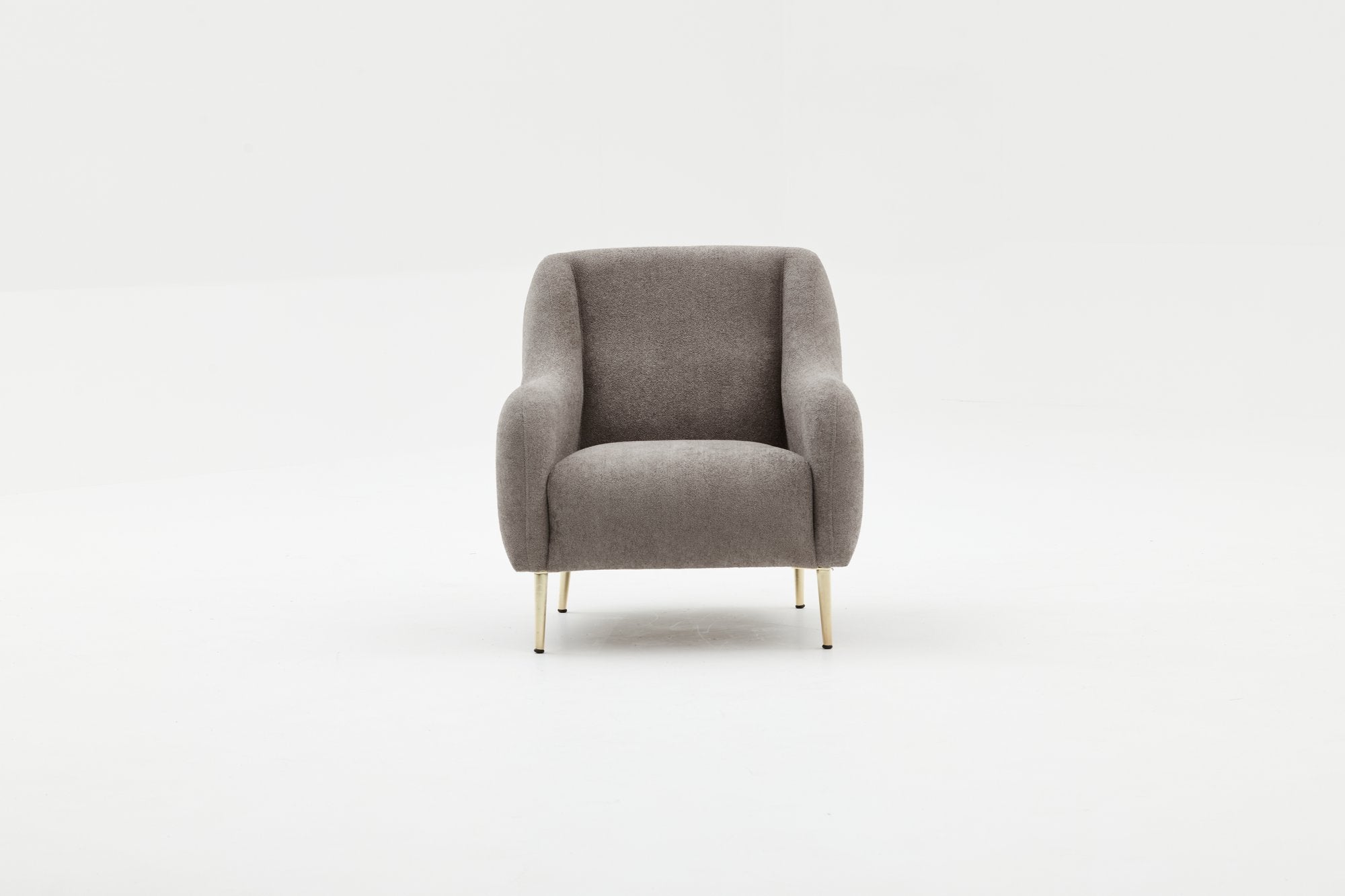 Sofá moderno de 1 lugar, cinza e dourado, estrutura de madeira de faia, 77x70x77 cm | 100% poliéster, fácil de limpar, pernas de metal, design glamoroso e escandinavo