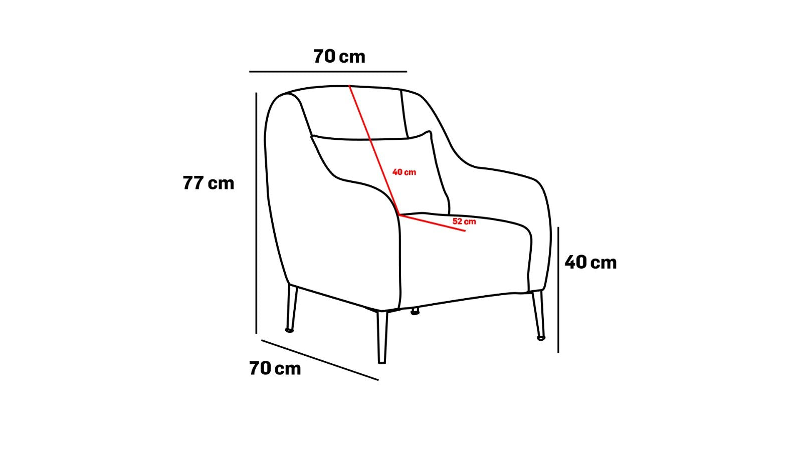 Sofá moderno de 1 lugar, cinza e dourado, estrutura de madeira de faia, 77x70x77 cm | 100% poliéster, fácil de limpar, pernas de metal, design glamoroso e escandinavo