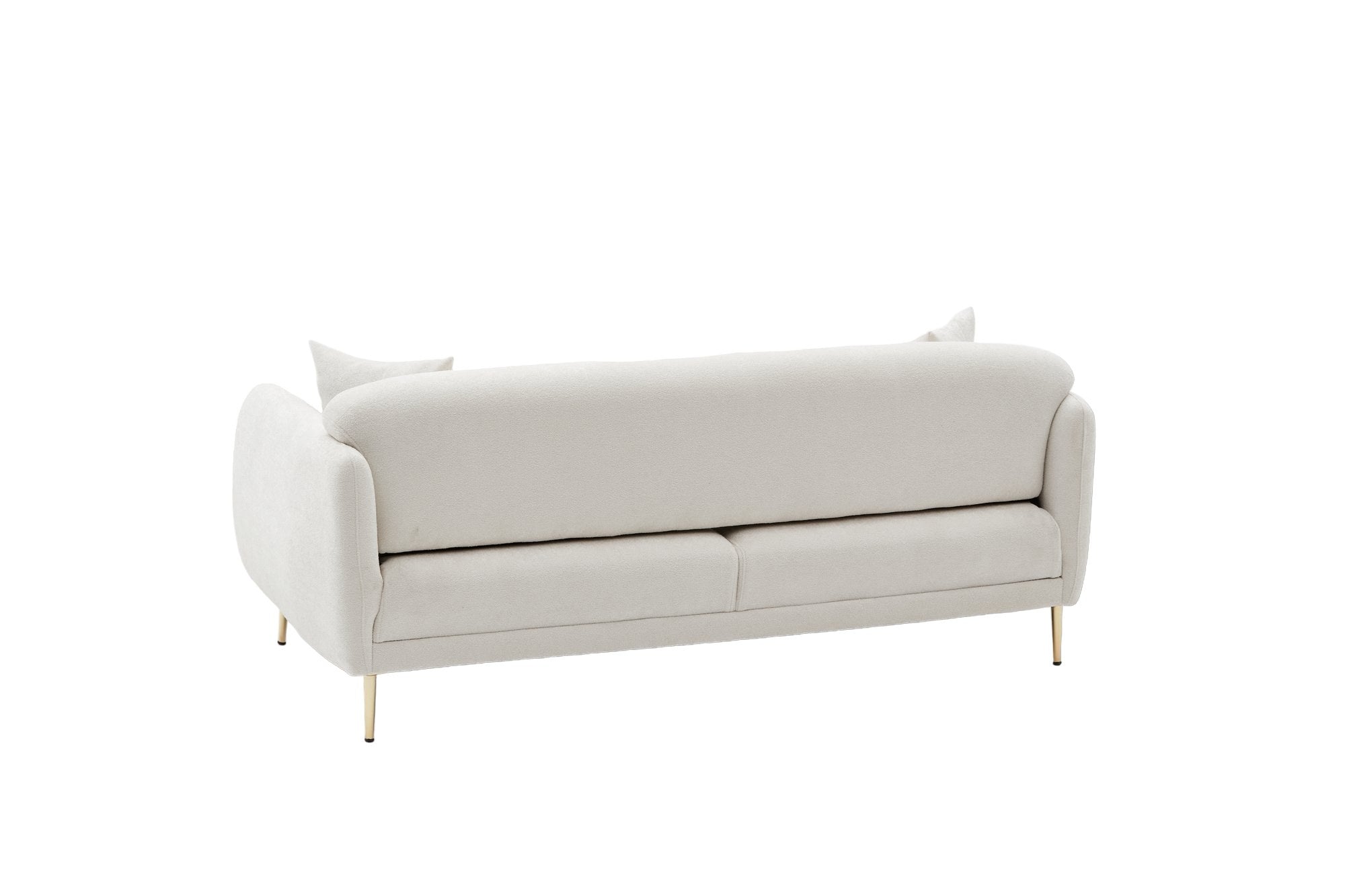 Sofá-cama elegante de 3 lugares, creme e dourado, estrutura de madeira de faia, 210 x 95 cm | 100% poliéster, fácil de limpar, design moderno e glamouroso, perfeito para casa e hotel