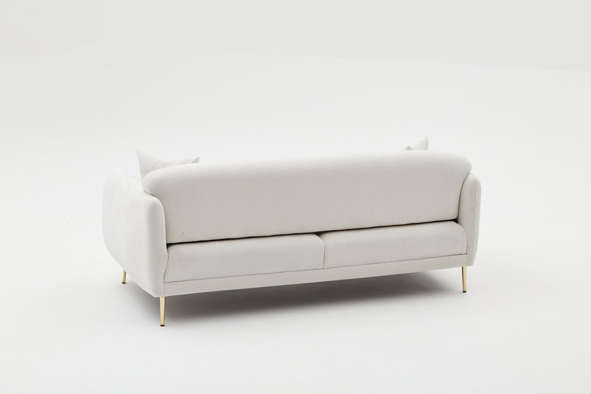 Sofá-cama elegante de 3 lugares, creme e dourado, estrutura de madeira de faia, 210 x 95 cm | 100% poliéster, fácil de limpar, design moderno e glamouroso, perfeito para casa e hotel