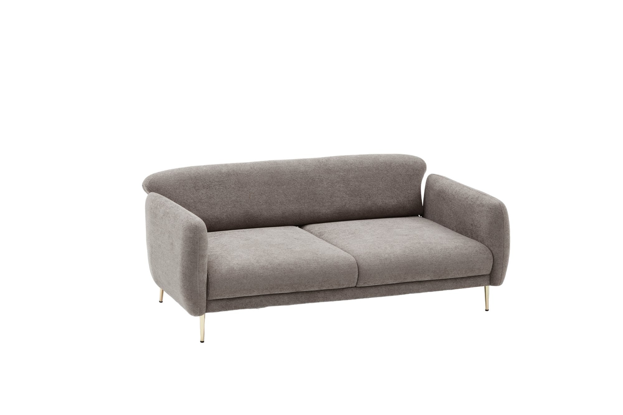 Sofá-cama elegante de 3 lugares, cinza e dourado, estrutura de madeira de faia, 210 x 95 x 80 cm | Tecido fácil de limpar, pernas de metal, perfeito para decoração glamourosa e escandinava