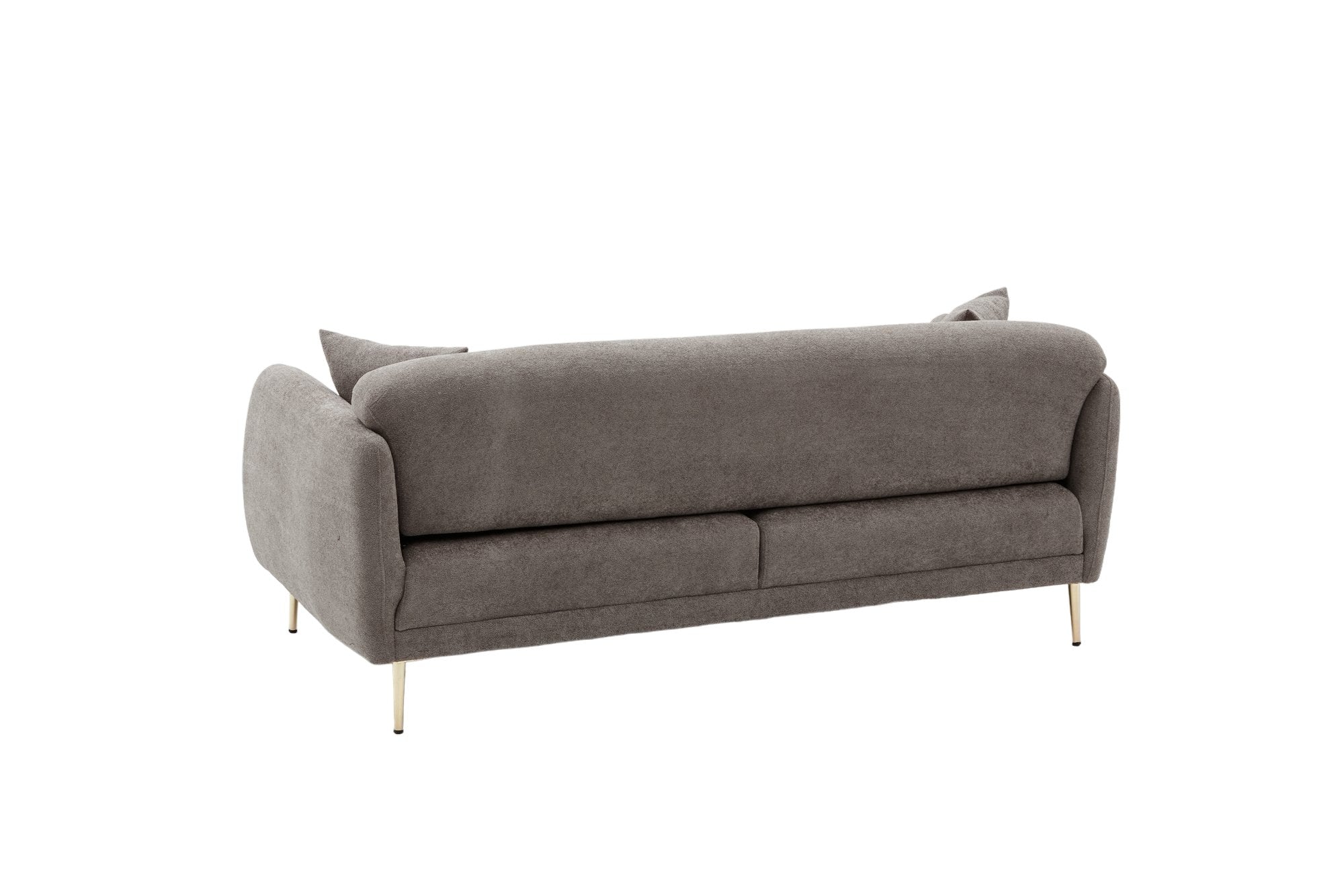 Sofá-cama elegante de 3 lugares, cinza e dourado, estrutura de madeira de faia, 210 x 95 x 80 cm | Tecido fácil de limpar, pernas de metal, perfeito para decoração glamourosa e escandinava