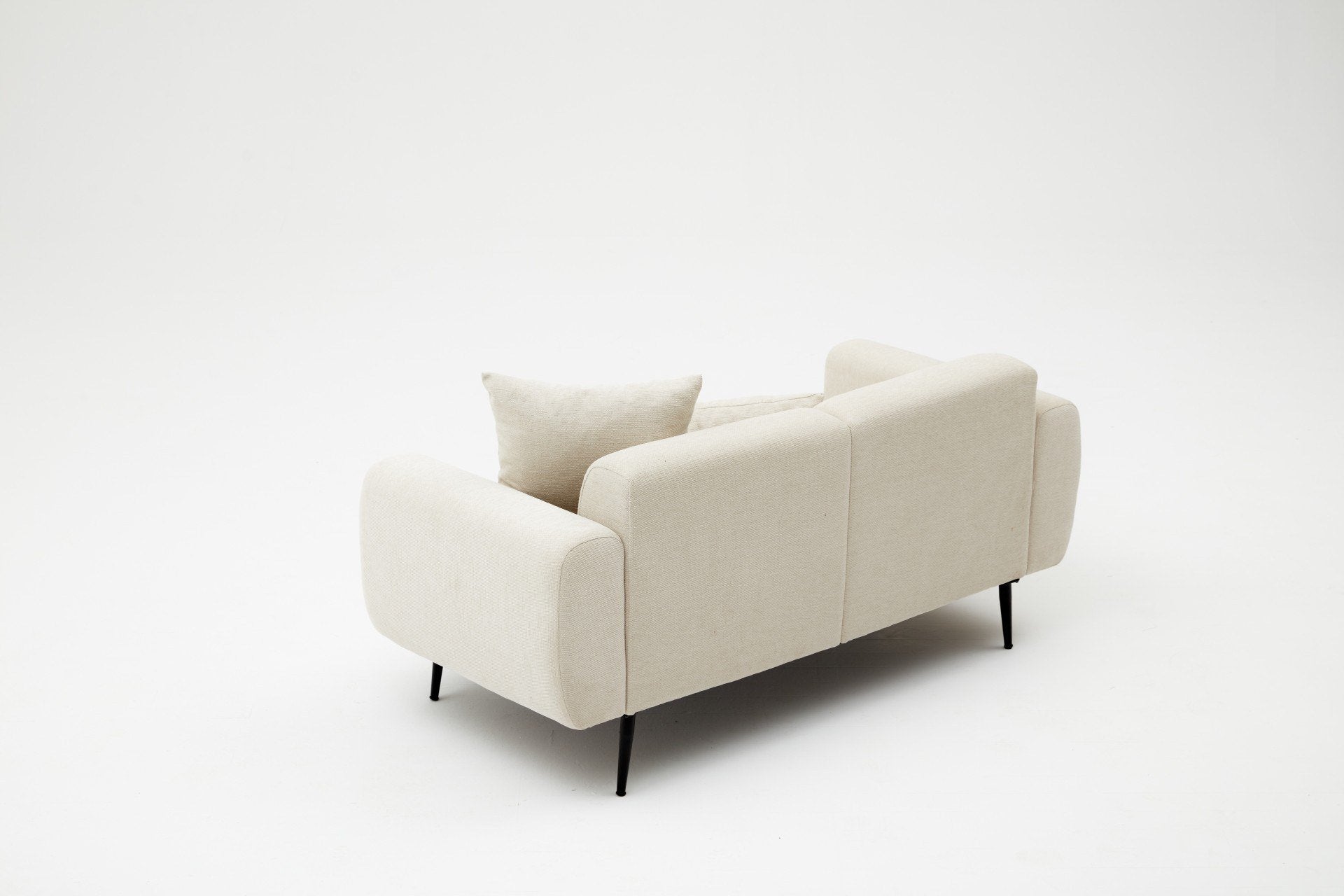 Sofá elegante de 2 lugares, cor creme, estrutura de madeira de faia, tecido bouclette 100% poliéster | 171 x 77 x 82 cm | Fácil de limpar, pernas de metal, design confortável