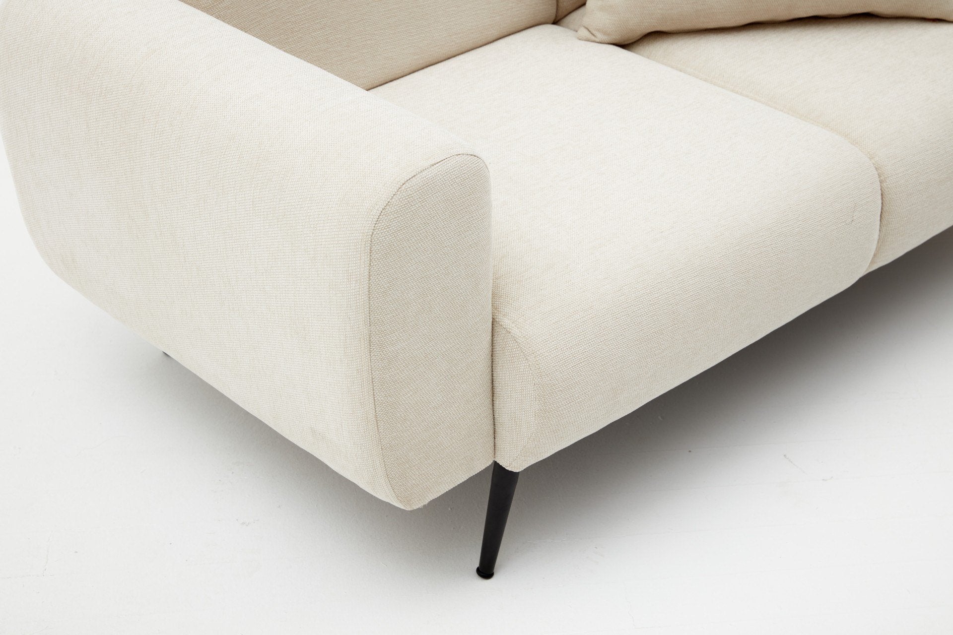 Sofá elegante de 2 lugares, cor creme, estrutura de madeira de faia, tecido bouclette 100% poliéster | 171 x 77 x 82 cm | Fácil de limpar, pernas de metal, design confortável