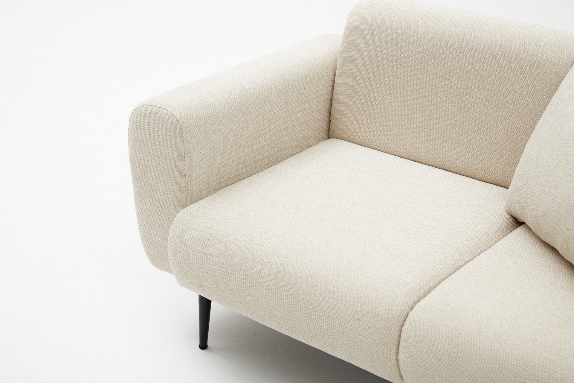 Sofá elegante de 2 lugares, cor creme, estrutura de madeira de faia, tecido bouclette 100% poliéster | 171 x 77 x 82 cm | Fácil de limpar, pernas de metal, design confortável