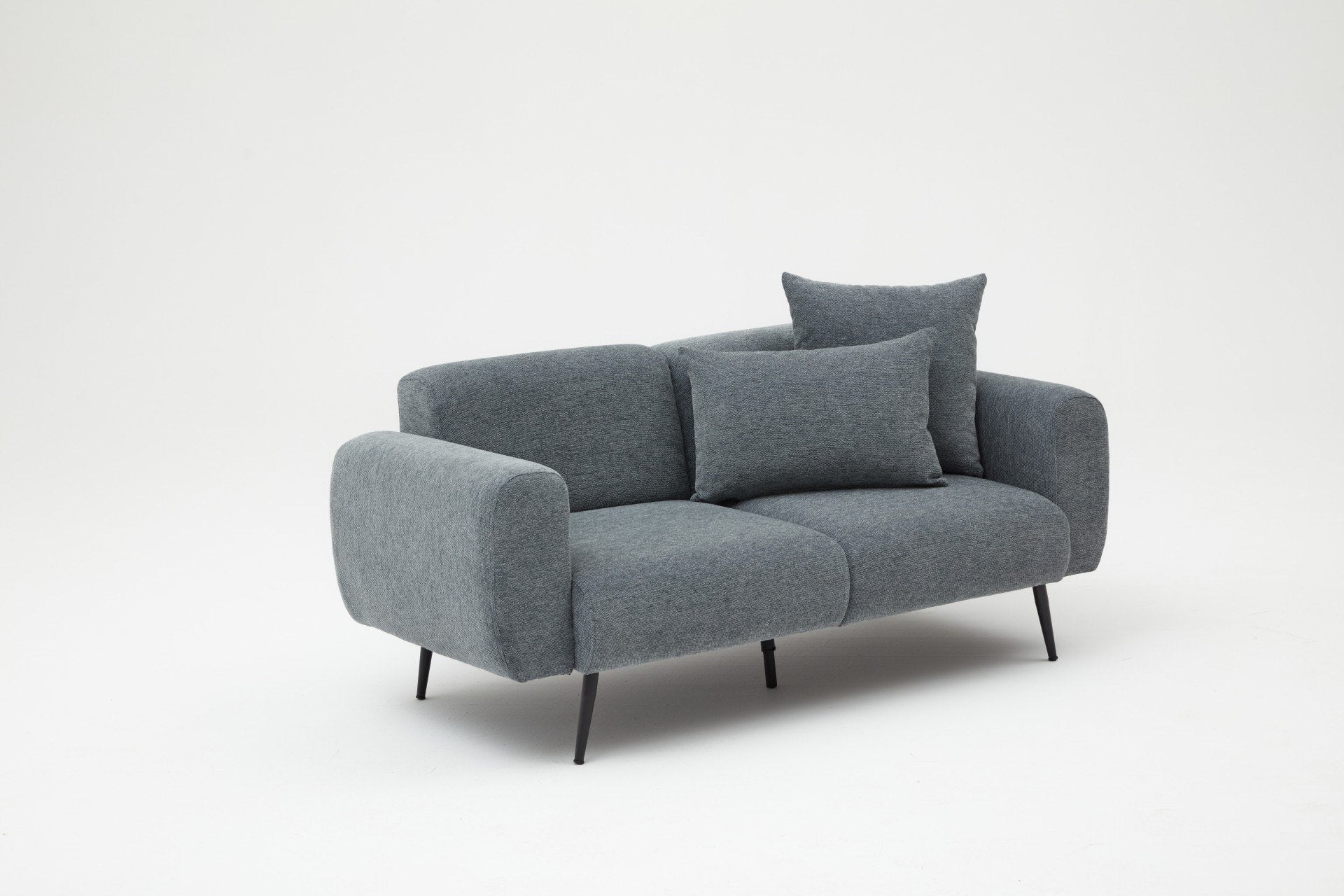 Sofá elegante de 2 lugares, antracite, 171 x 77 x 82 cm | Estrutura de madeira de faia, tecido bouclette 100% poliéster, fácil de limpar, pernas de metal | Design confortável e moderno