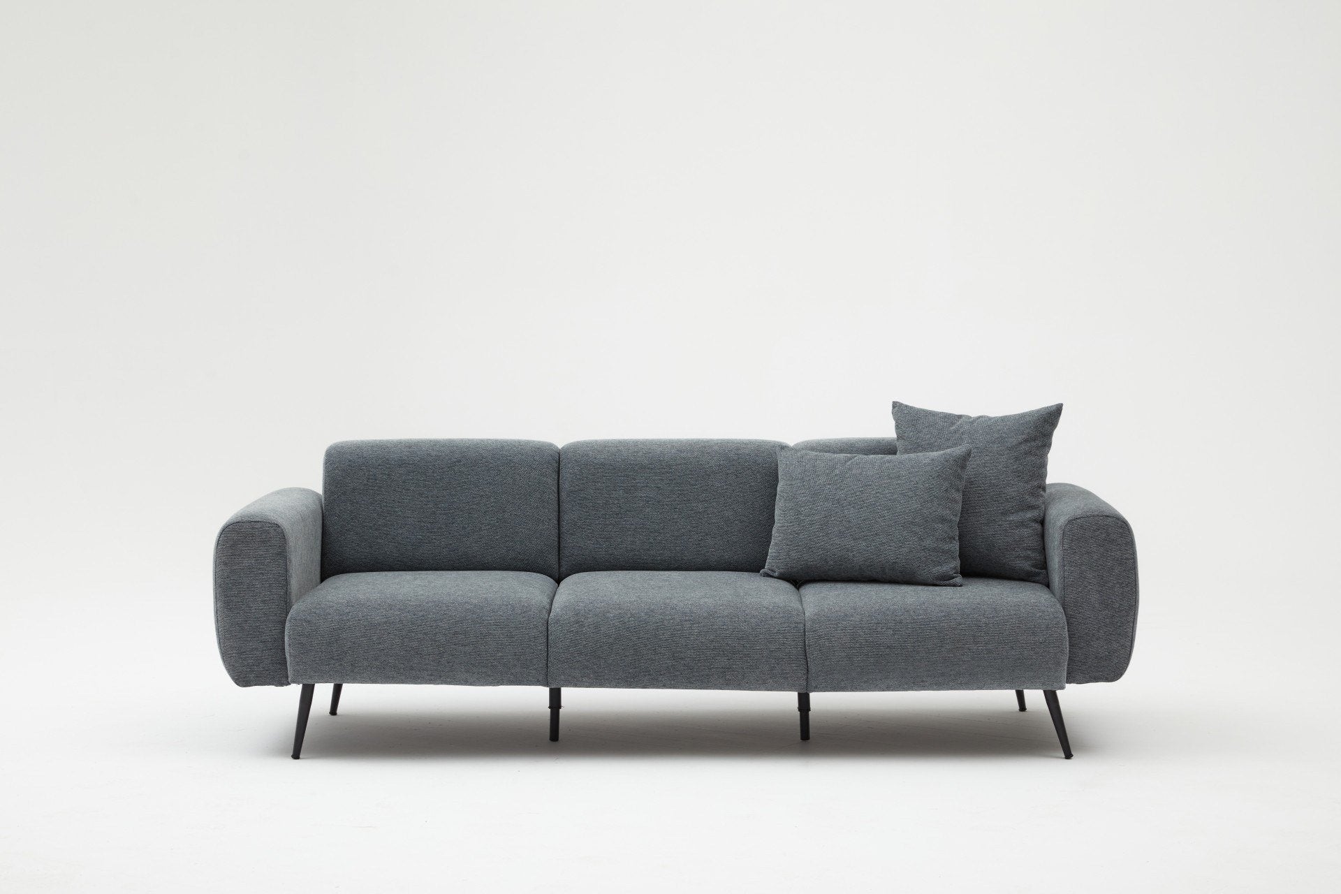 Sofá elegante de 3 lugares, antracite, 235 cm | Estrutura de madeira de faia, tecido bouclette 100% poliéster | Fácil de limpar, pernas de metal, perfeito para espaços modernos