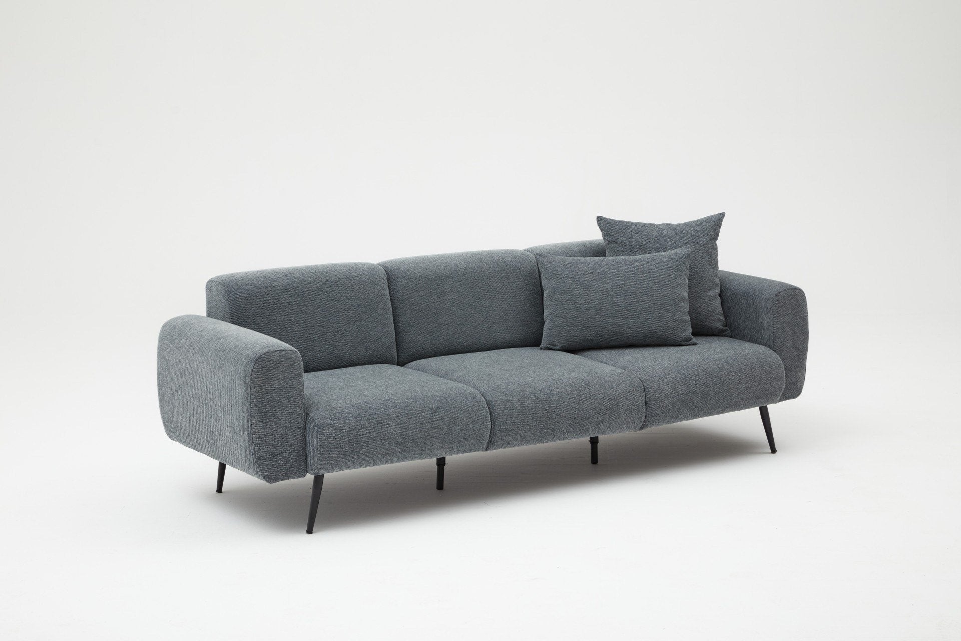Sofá elegante de 3 lugares, antracite, 235 cm | Estrutura de madeira de faia, tecido bouclette 100% poliéster | Fácil de limpar, pernas de metal, perfeito para espaços modernos