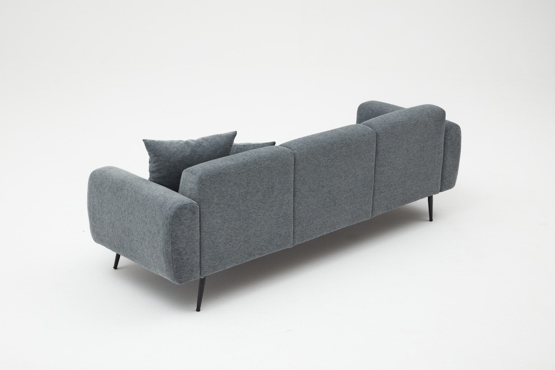 Sofá elegante de 3 lugares, antracite, 235 cm | Estrutura de madeira de faia, tecido bouclette 100% poliéster | Fácil de limpar, pernas de metal, perfeito para espaços modernos