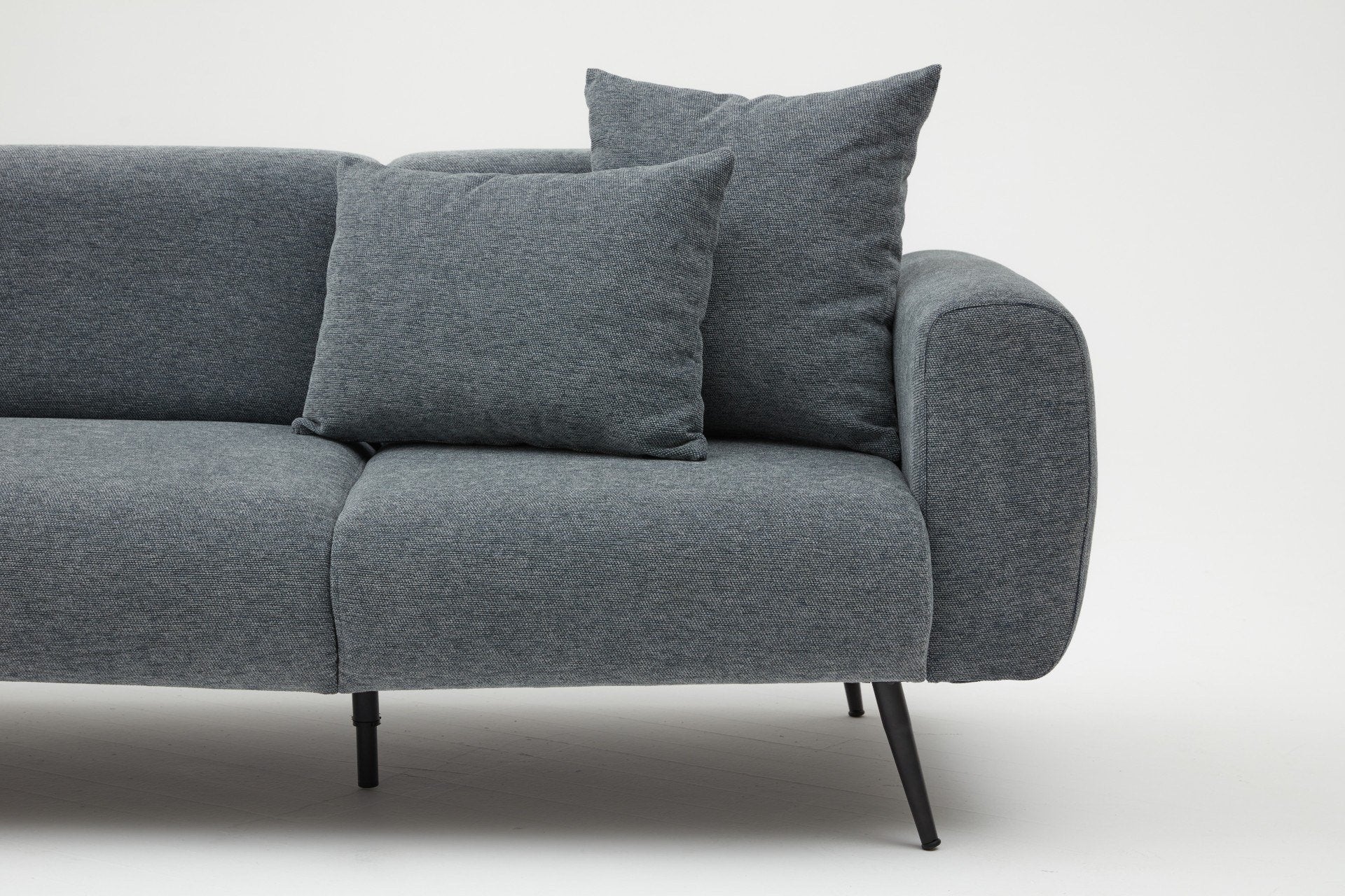 Sofá elegante de 3 lugares, antracite, 235 cm | Estrutura de madeira de faia, tecido bouclette 100% poliéster | Fácil de limpar, pernas de metal, perfeito para espaços modernos