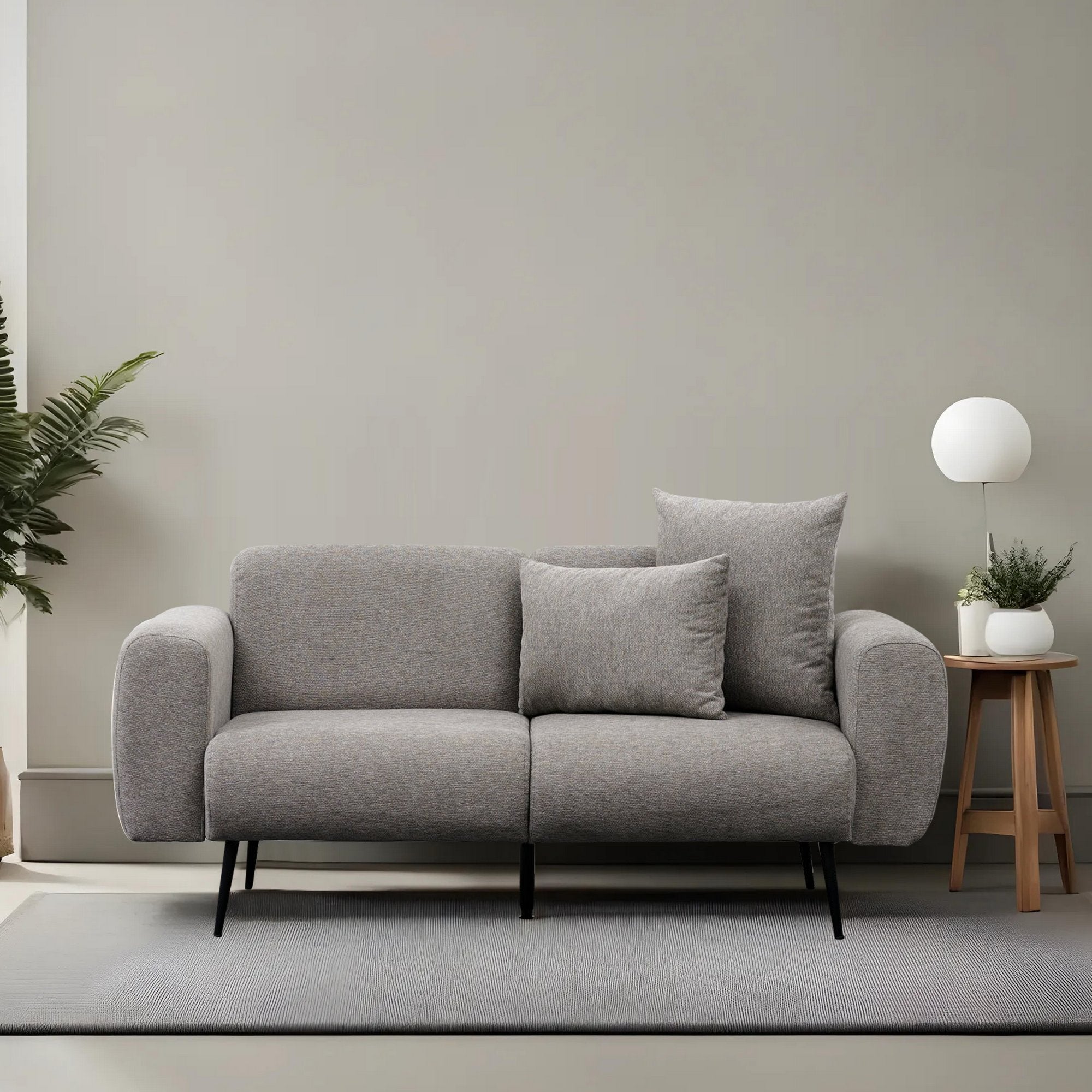 Sofá elegante de 2 lugares, cinza claro, 171 cm | Estrutura 100% madeira de faia, tecido de poliéster chenille | Perfeito para salas de estar modernas e espaços aconchegantes