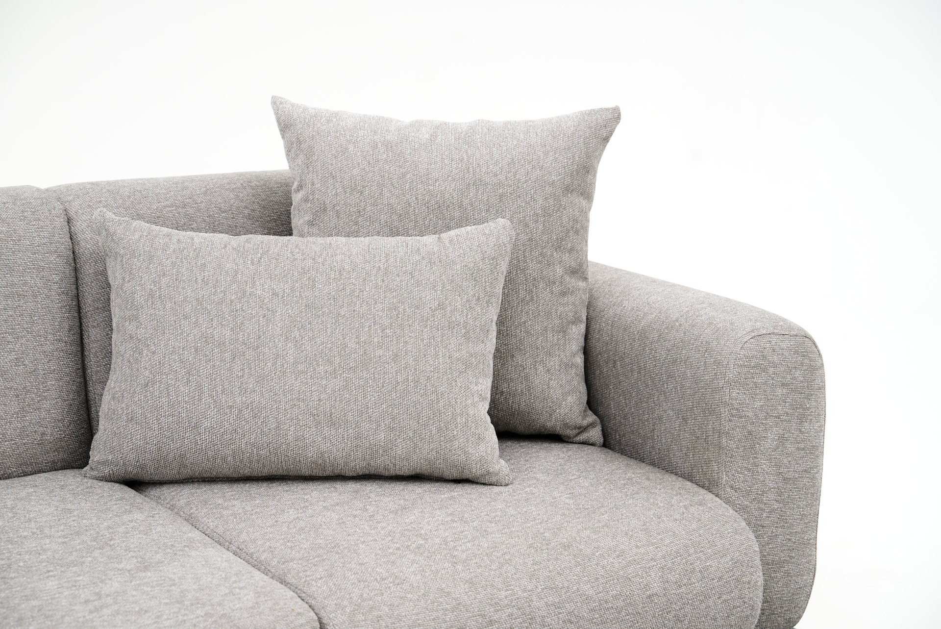 Sofá elegante de 3 lugares, cinza claro, 235 cm | Estrutura 100% madeira de faia, tecido de poliéster chenille | Perfeito para salas de estar modernas e espaços aconchegantes