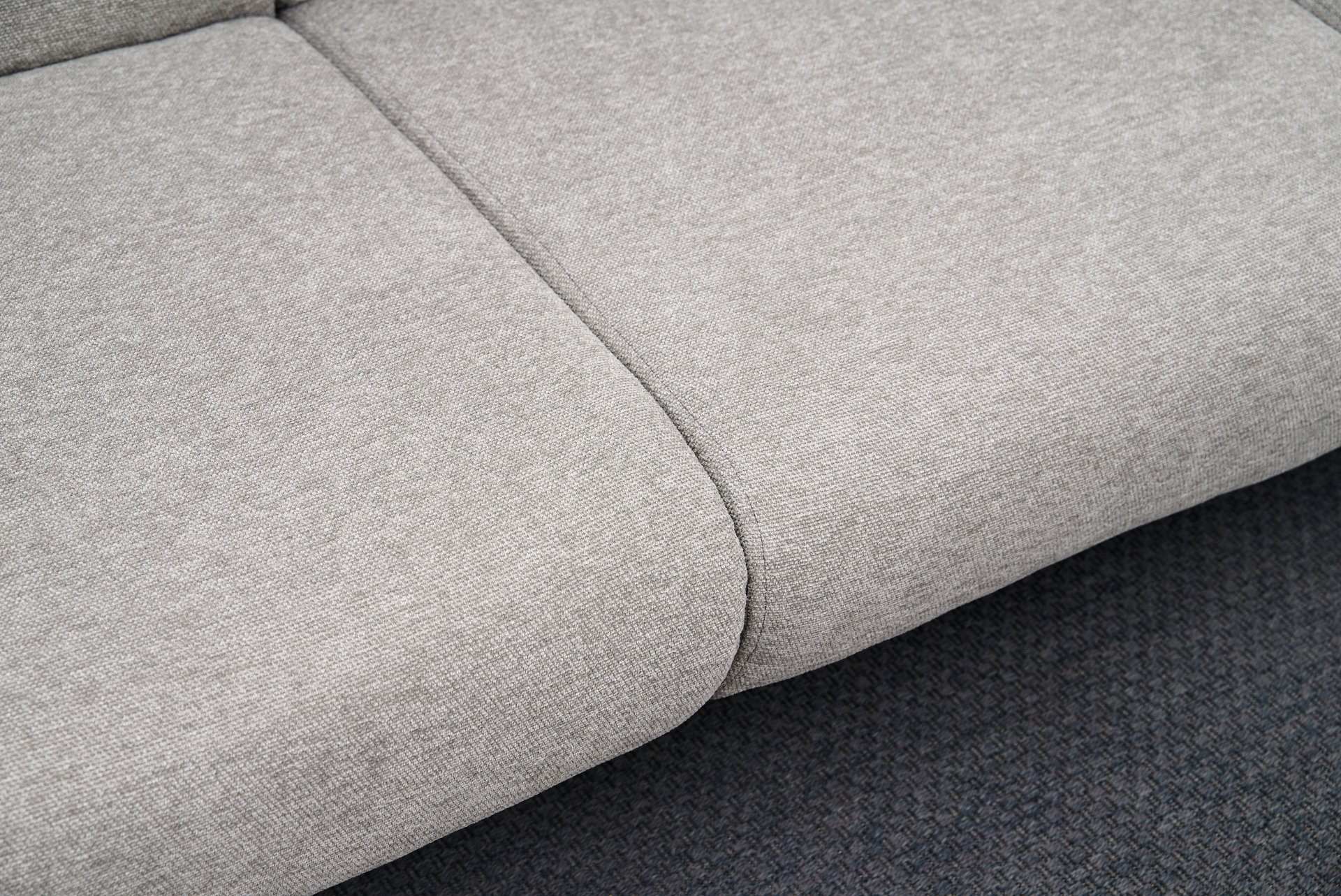 Sofá elegante de 3 lugares, cinza claro, 235 cm | Estrutura 100% madeira de faia, tecido de poliéster chenille | Perfeito para salas de estar modernas e espaços aconchegantes