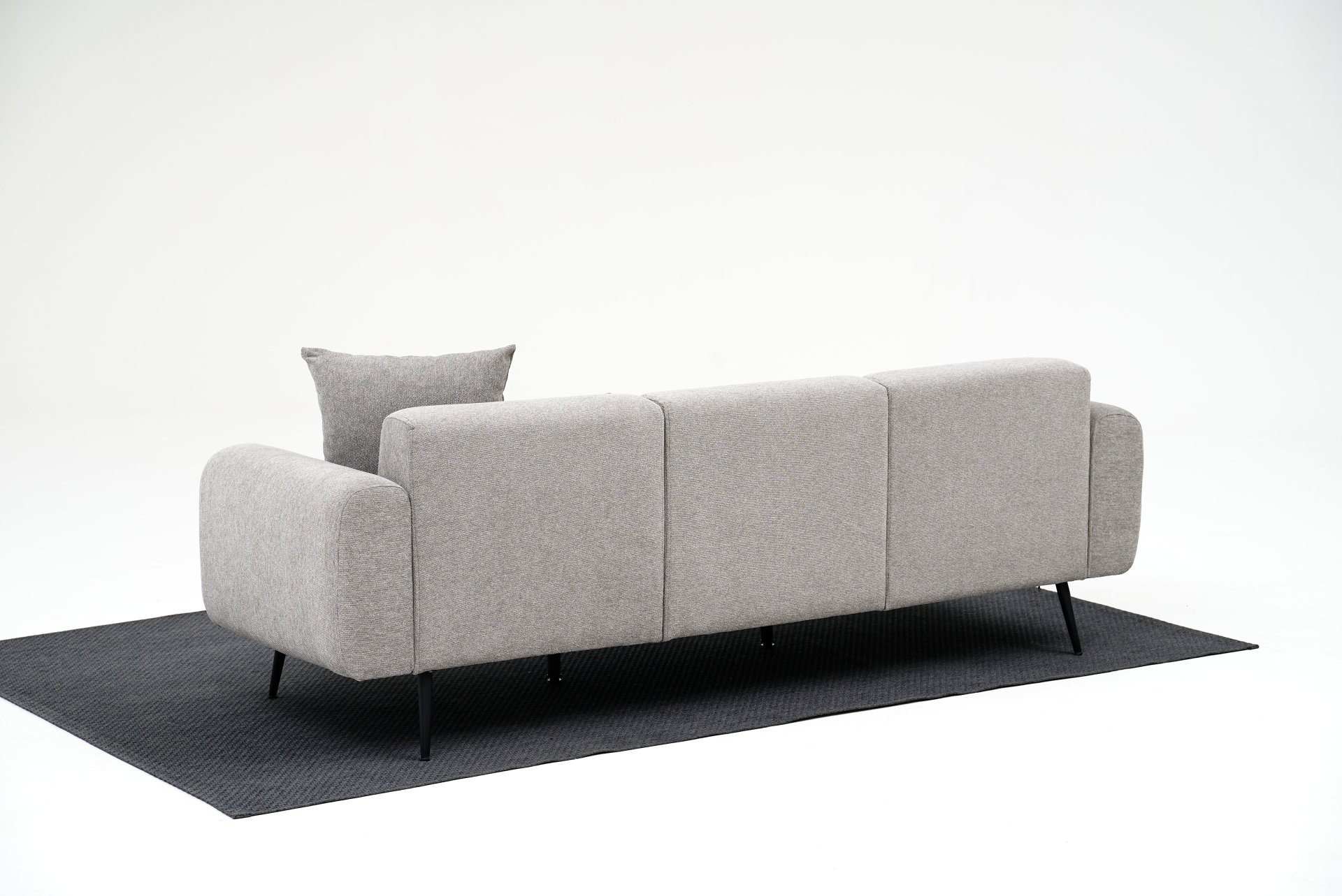 Sofá elegante de 3 lugares, cinza claro, 235 cm | Estrutura 100% madeira de faia, tecido de poliéster chenille | Perfeito para salas de estar modernas e espaços aconchegantes