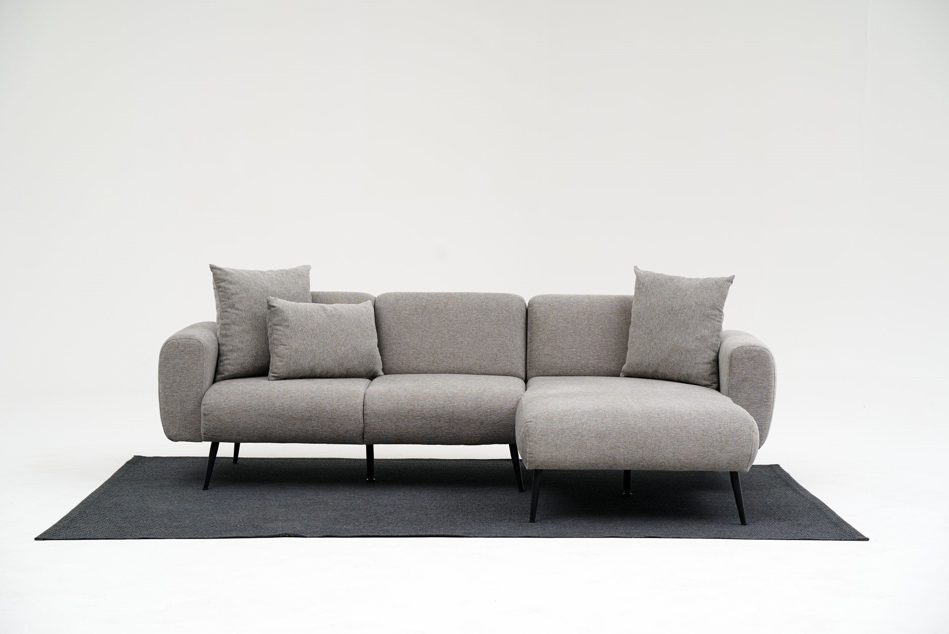 Sofá de canto reversível, cinza claro, 252 cm | Estrutura 100% madeira de faia, tecido chenille | Braços removíveis, perfeito para salas de estar modernas