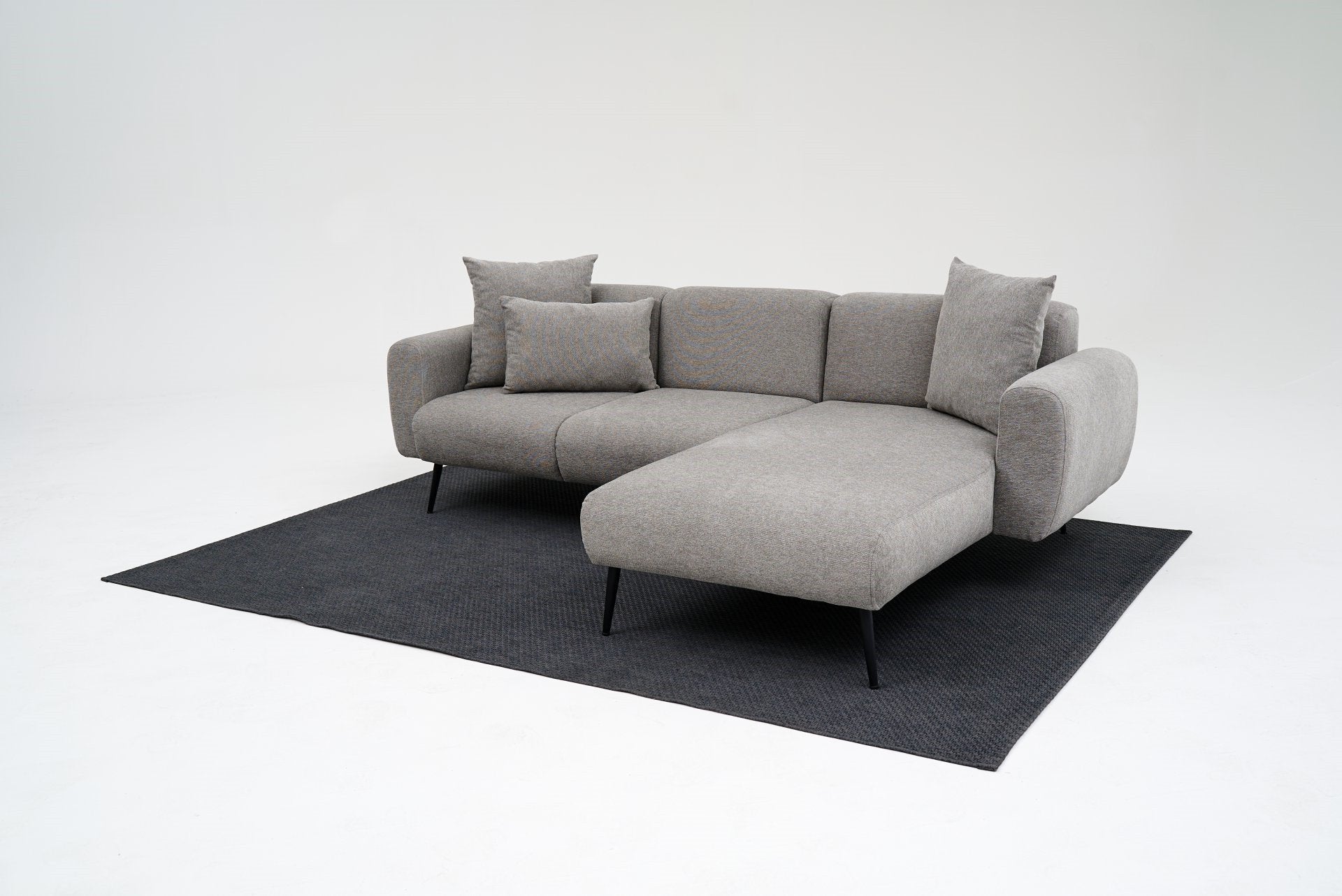 Sofá de canto reversível, cinza claro, 252 cm | Estrutura 100% madeira de faia, tecido chenille | Braços removíveis, perfeito para salas de estar modernas