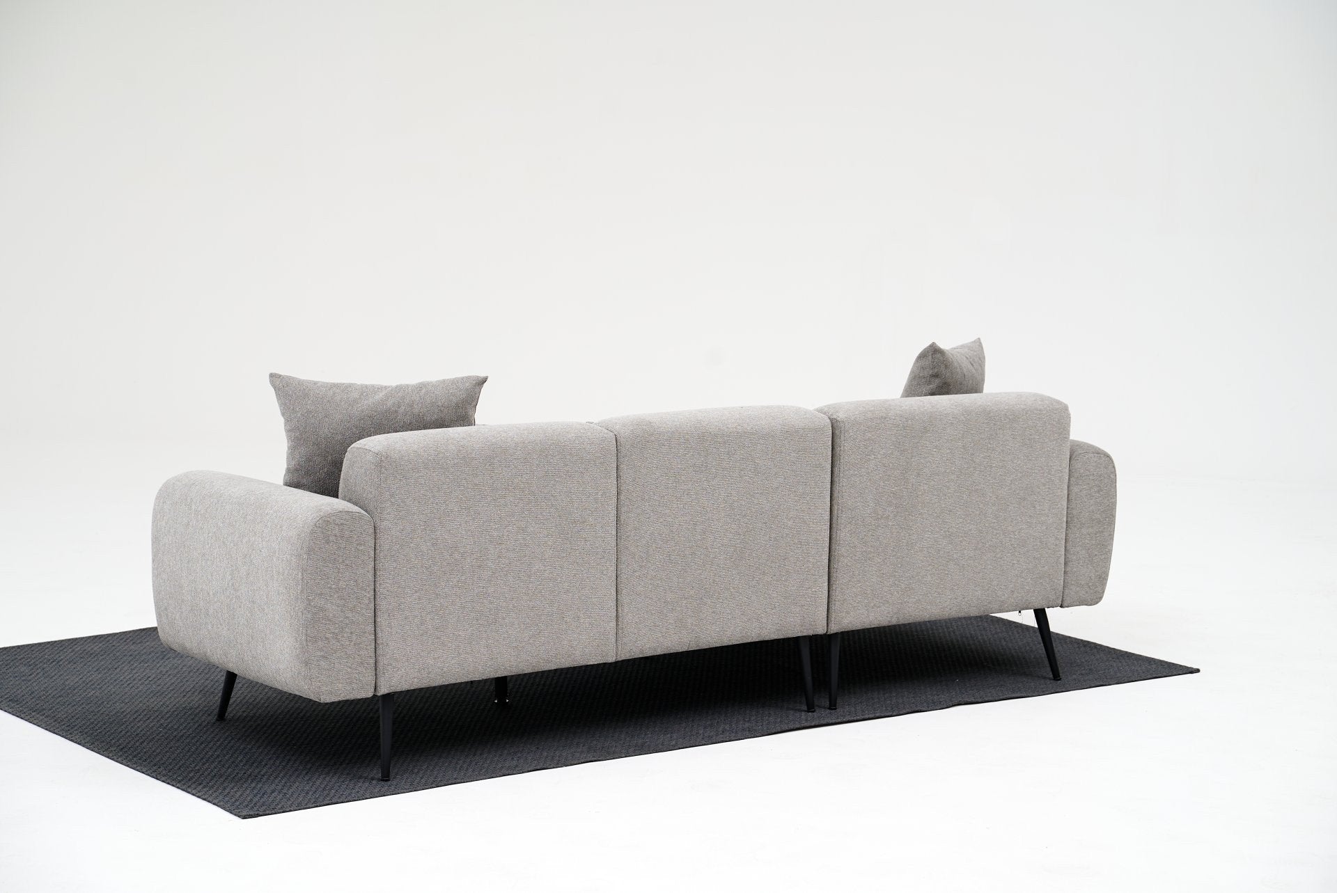 Sofá de canto reversível, cinza claro, 252 cm | Estrutura 100% madeira de faia, tecido chenille | Braços removíveis, perfeito para salas de estar modernas