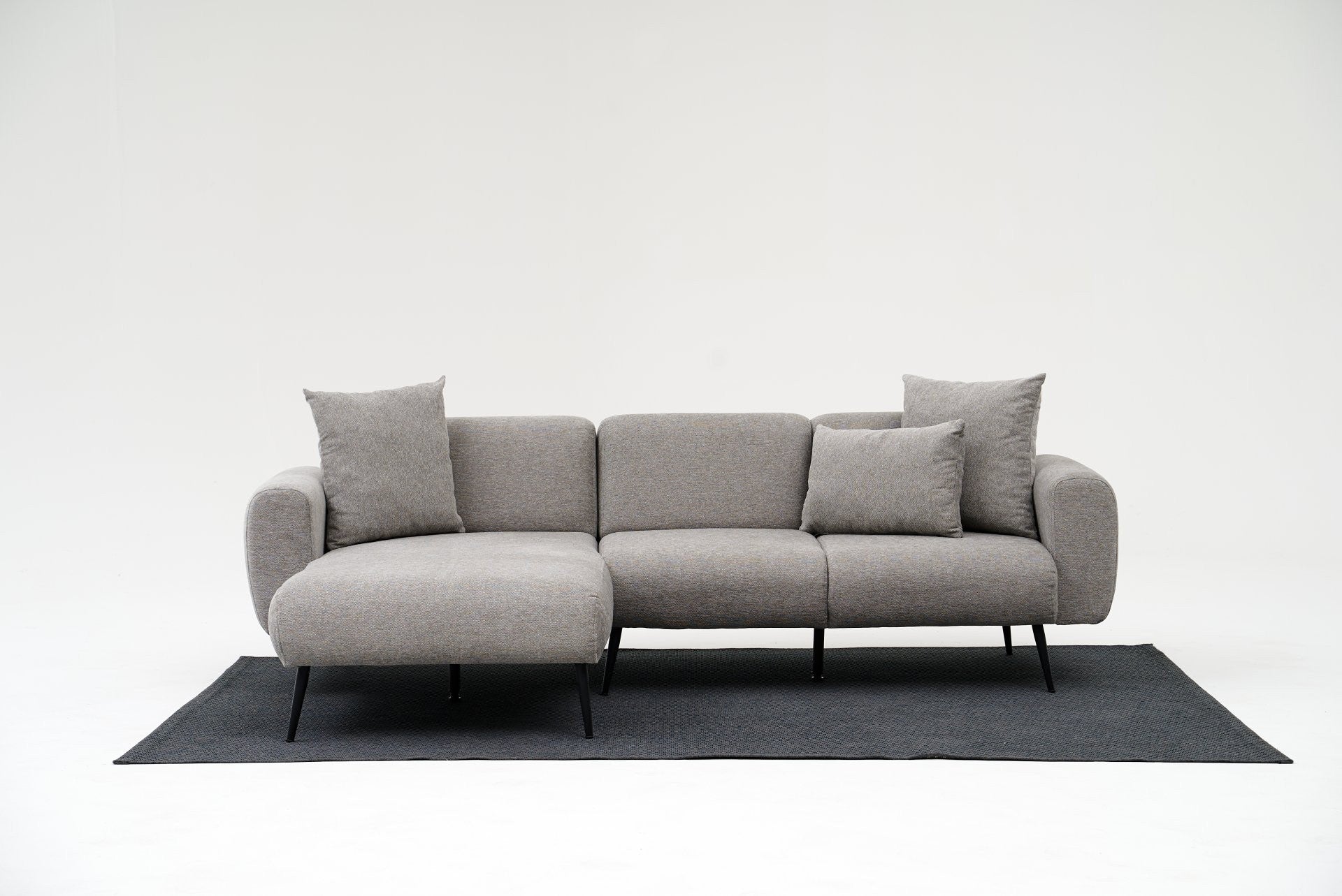 Sofá de canto reversível, cinza claro, 252 cm | Estrutura 100% madeira de faia, tecido chenille | Braços removíveis, perfeito para salas de estar modernas