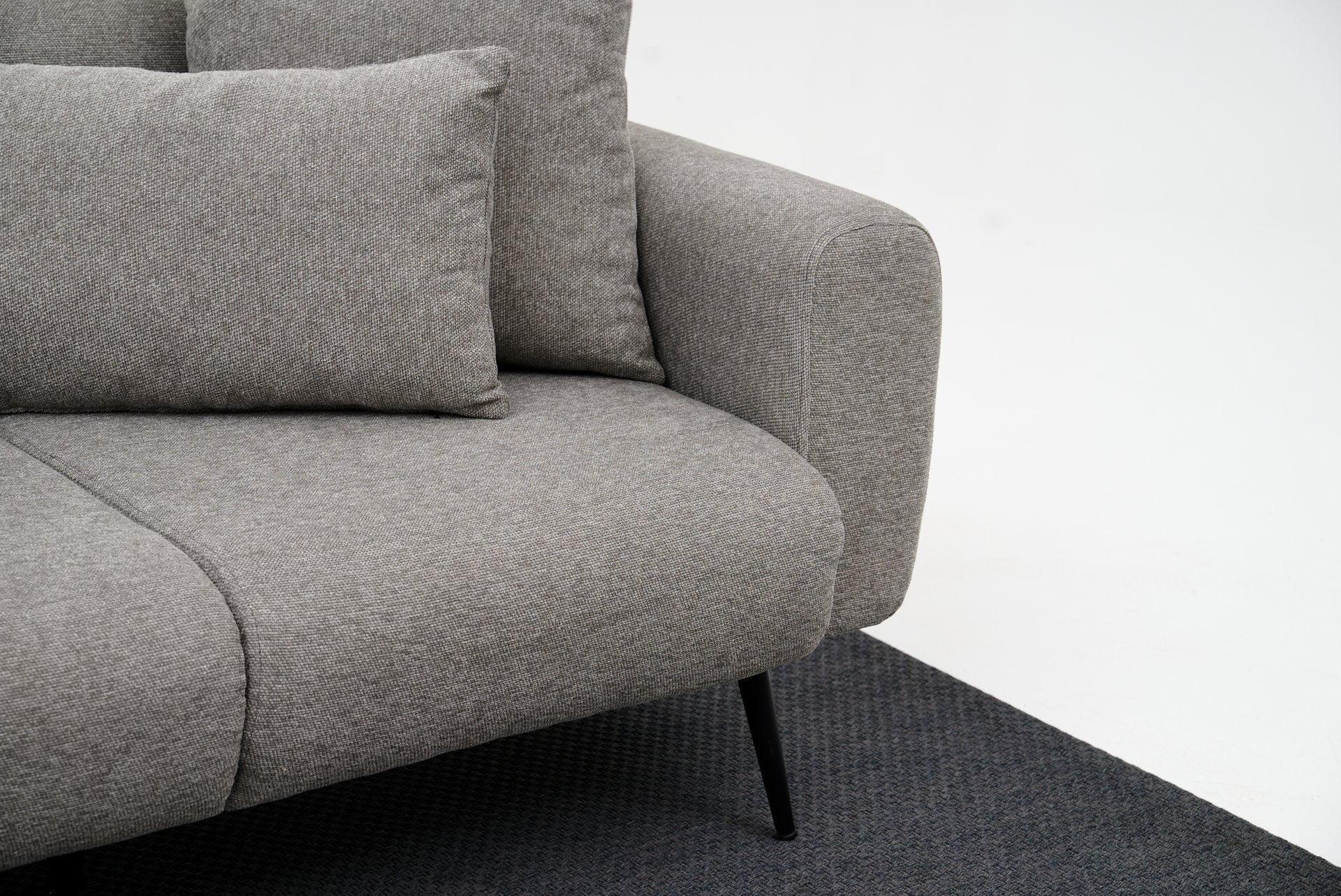 Sofá de canto reversível, cinza claro, 252 cm | Estrutura 100% madeira de faia, tecido chenille | Braços removíveis, perfeito para salas de estar modernas