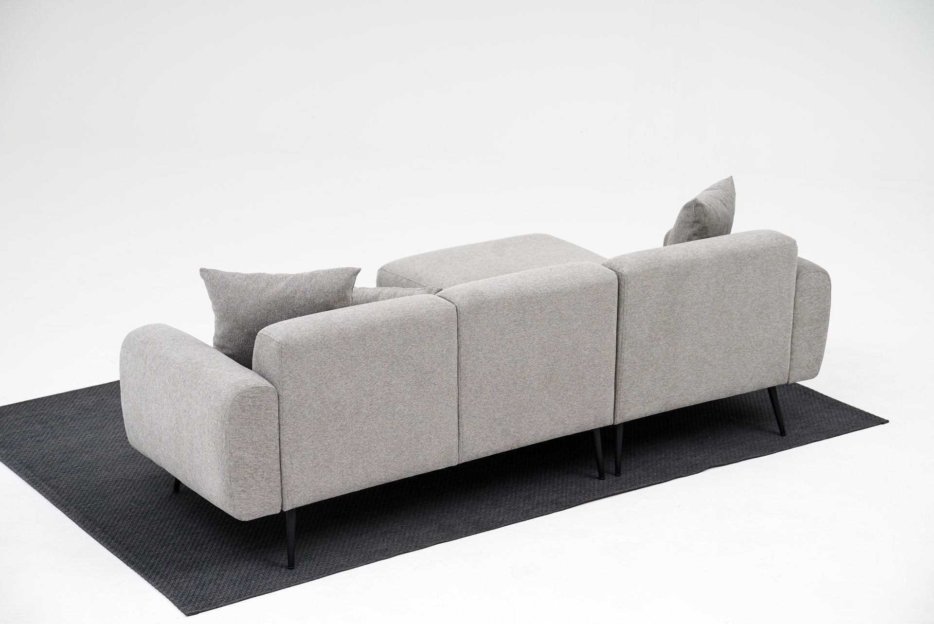 Sofá de canto reversível, cinza claro, 252 cm | Estrutura 100% madeira de faia, tecido chenille | Braços removíveis, perfeito para salas de estar modernas