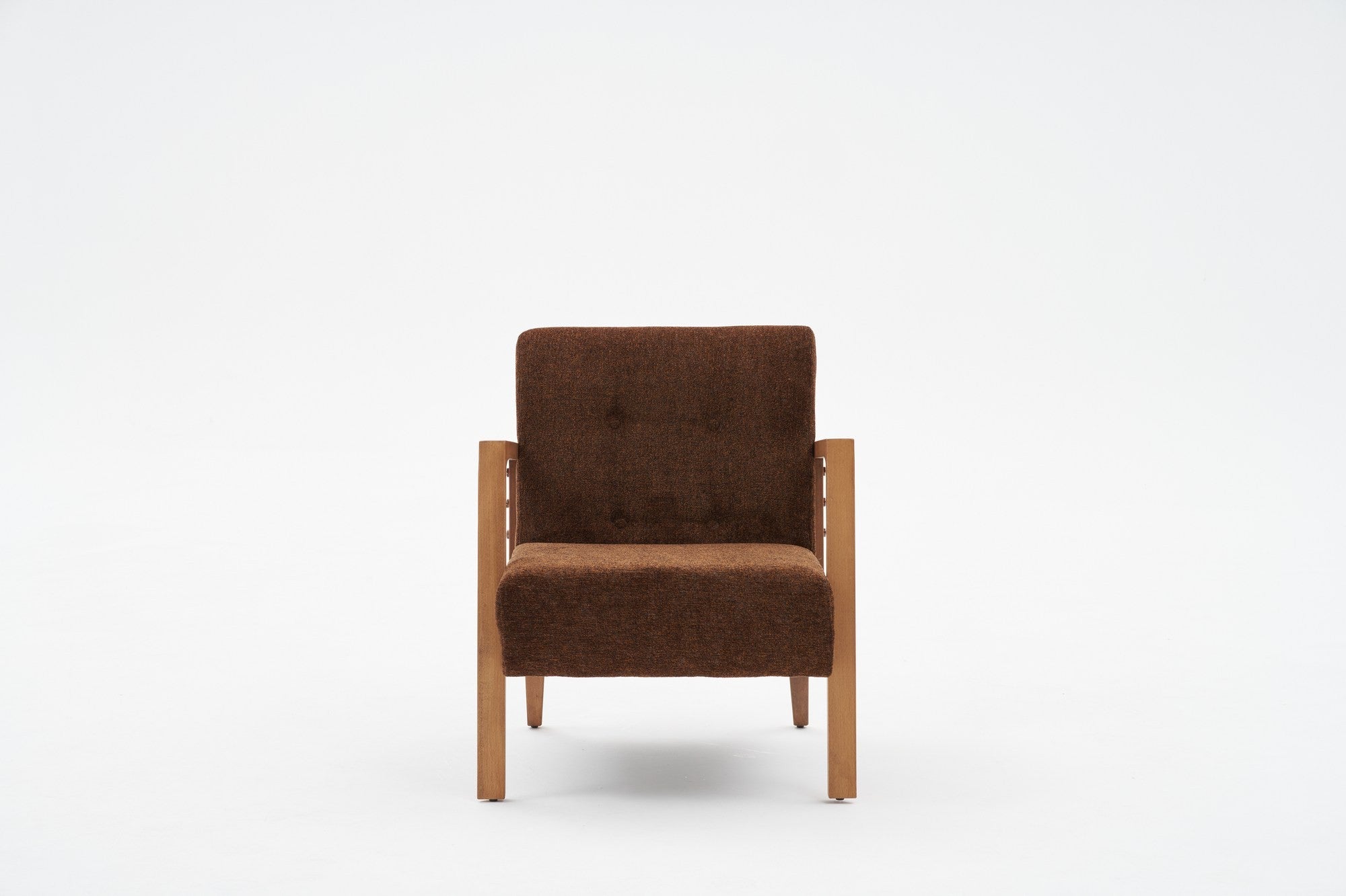 Poltrona Elegante – 69x80x83 cm – Castanho – Tecido Chenille e Madeira de Faia
