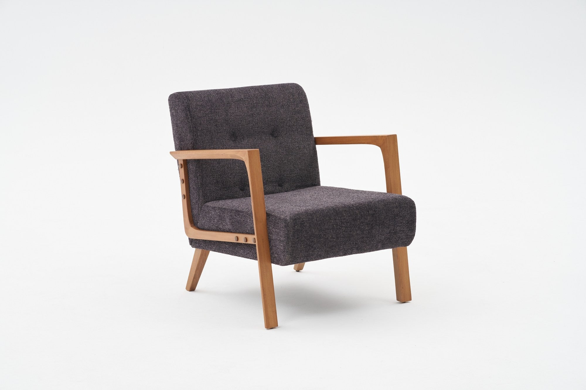 Poltrona – 69x80x83 cm – Antracite – Madeira de Faia, Tecido Chenille 100% Poliéster