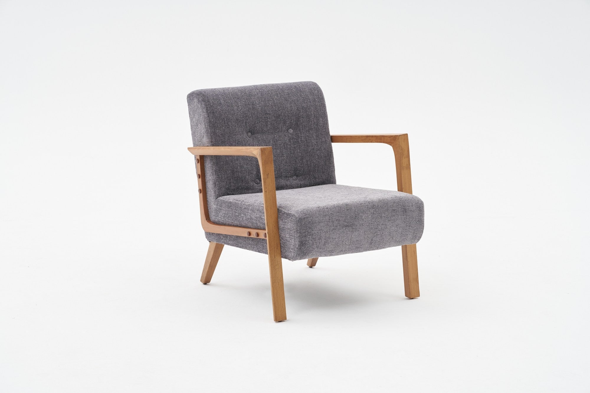 Poltrona – 69 x 80 x 83 cm – Cinza – Madeira de Faia e Tecido Chenille