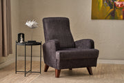 Poltrona Elegante – 76x91x87 cm – Antracite – Madeira Maciça e Poliéster