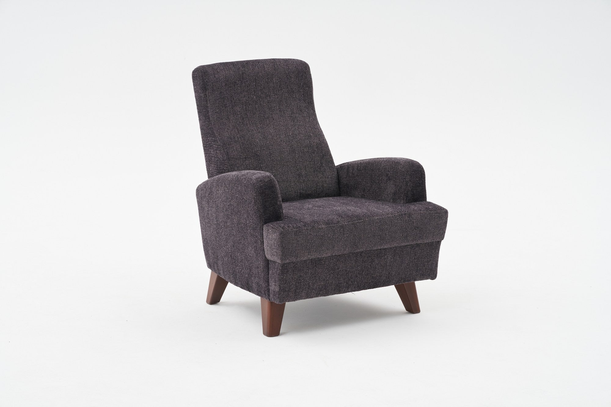 Poltrona Elegante – 76x91x87 cm – Antracite – Madeira Maciça e Poliéster