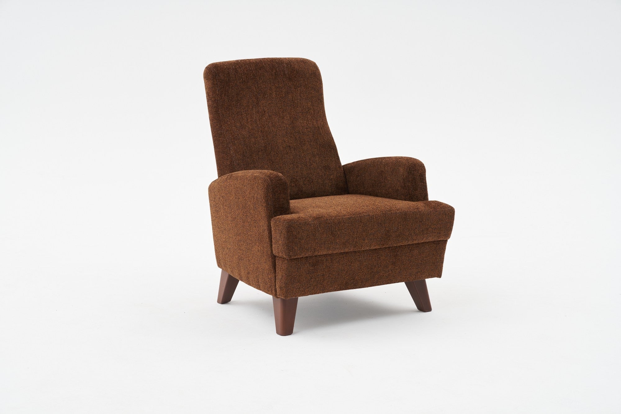 Poltrona Elegante – 76x91x87 cm – Castanho – Madeira Maciça e Tecido de Poliester