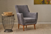 Poltrona Elegante, Tecido Chenille Cinza, 74 x 80 x 75 cm | Estrutura e Pernas em Madeira de Carpa, Assento Confortável em Espuma de 12 cm | Perfeita para Sala de Estar e Escritório