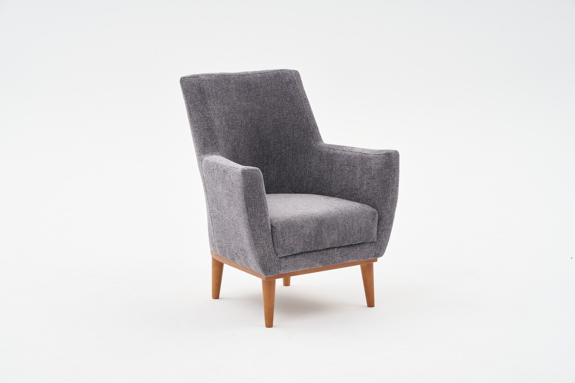 Poltrona Elegante, Tecido Chenille Cinza, 74 x 80 x 75 cm | Estrutura e Pernas em Madeira de Carpa, Assento Confortável em Espuma de 12 cm | Perfeita para Sala de Estar e Escritório