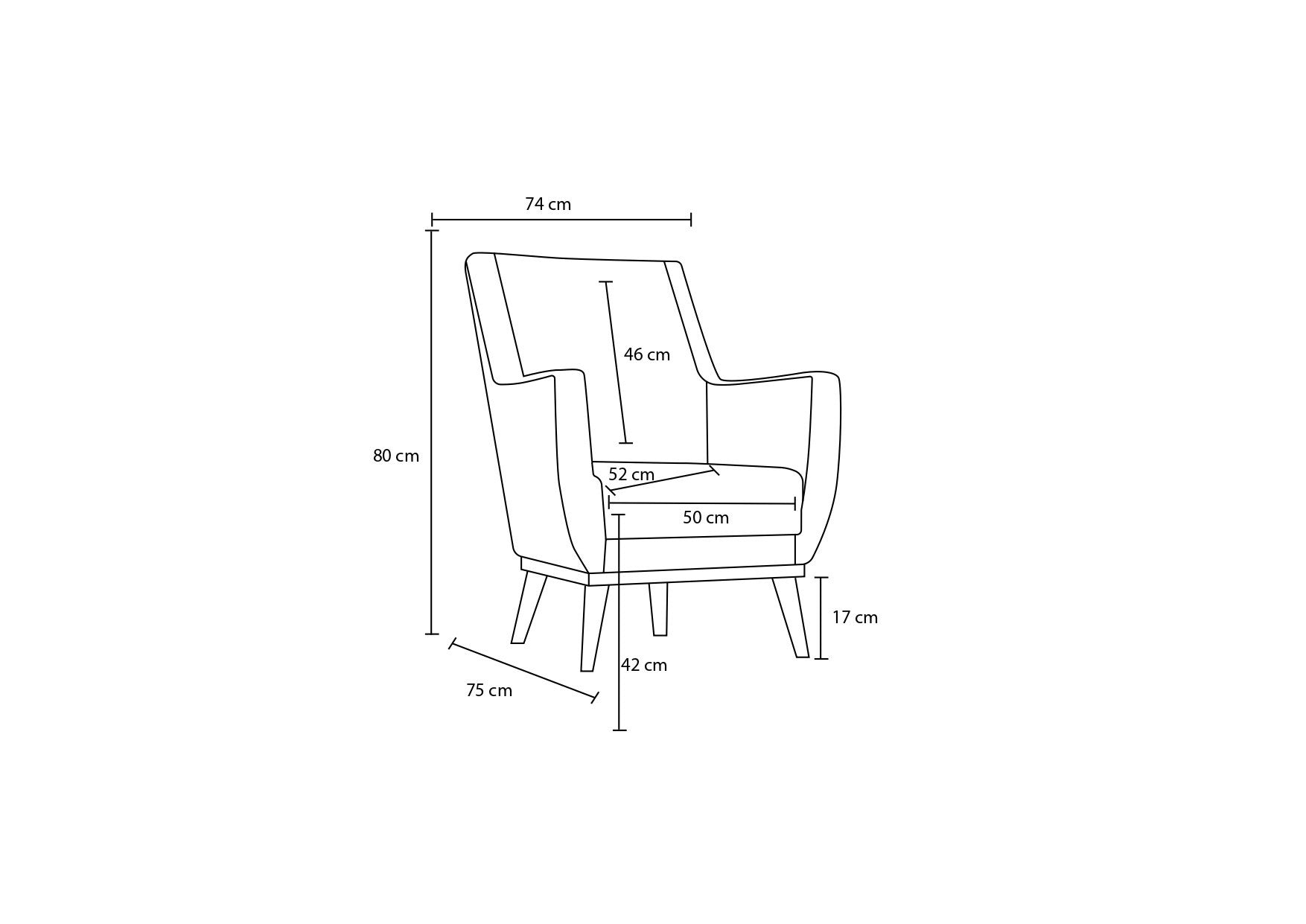Poltrona Elegante, Tecido Chenille Cinza, 74 x 80 x 75 cm | Estrutura e Pernas em Madeira de Carpa, Assento Confortável em Espuma de 12 cm | Perfeita para Sala de Estar e Escritório