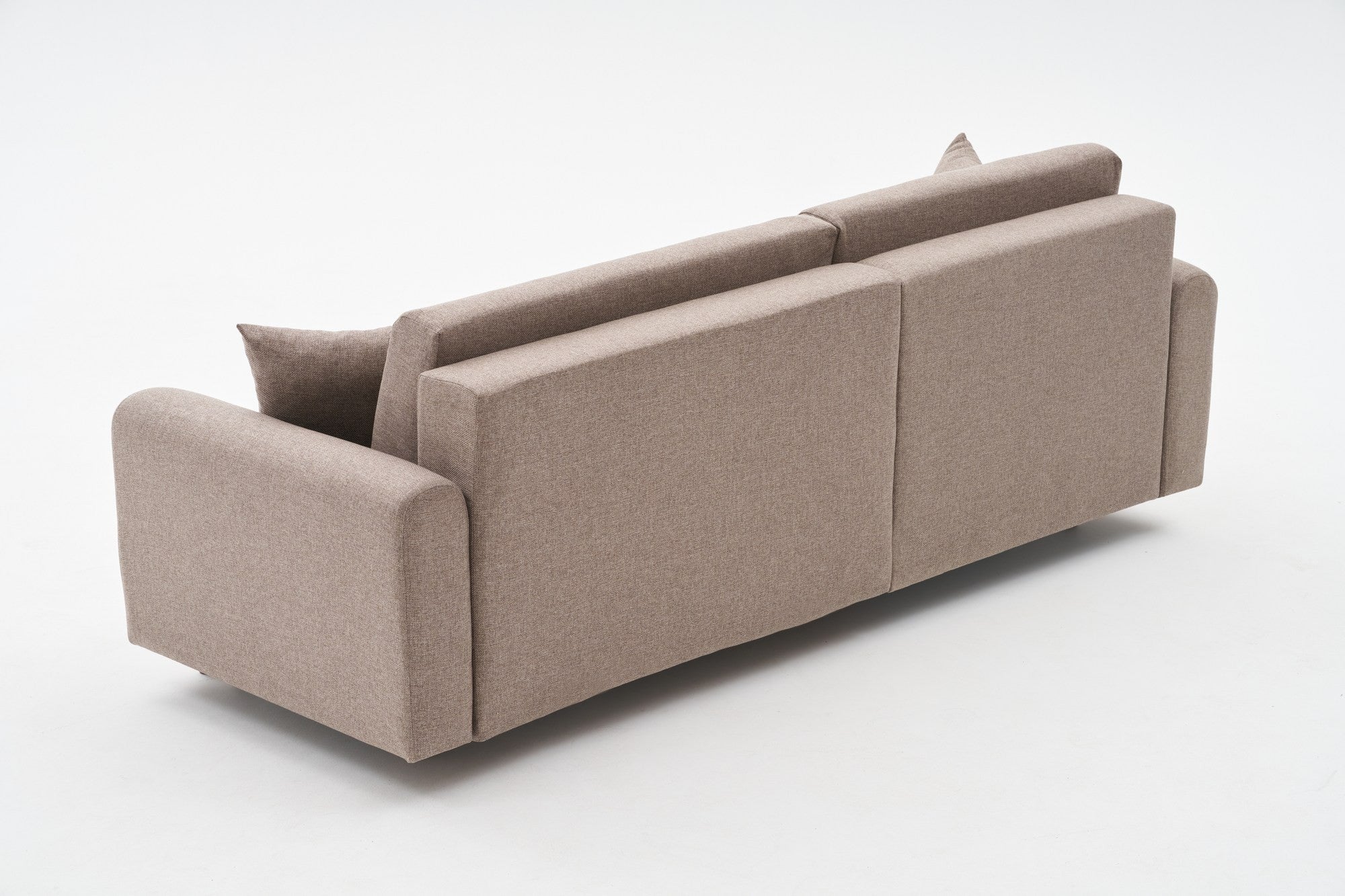 Sofá-cama de canto elegante, marrom, 246 x 160 x 85 cm | 100% poliéster, pernas de madeira de faia, espuma 28 DNS | Converte-se em cama (210 x 135 cm) para uma vida moderna